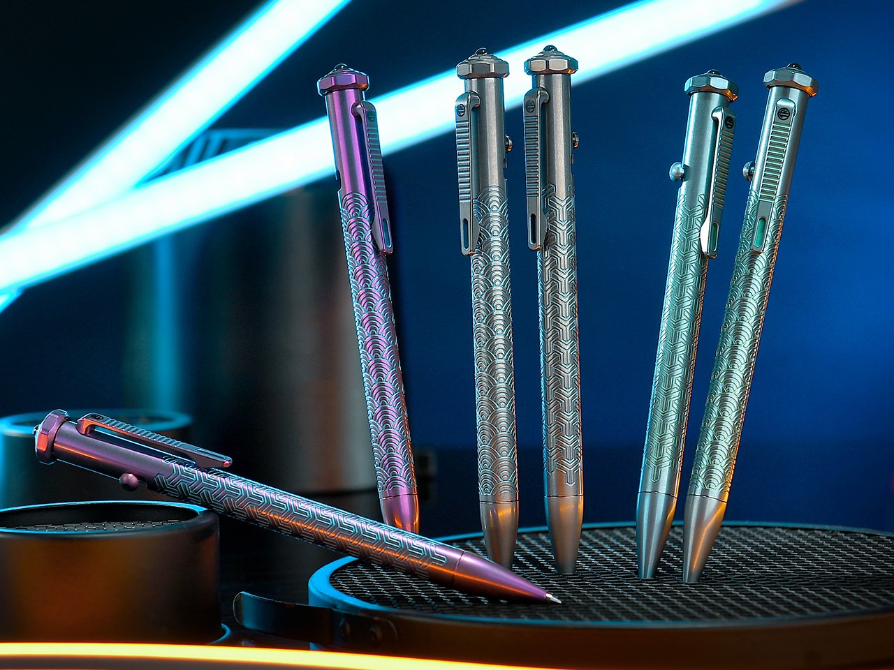 EDC Titanium Pen，Fidget Pen，CNC carved，writing tool，ceramic ball bearing，