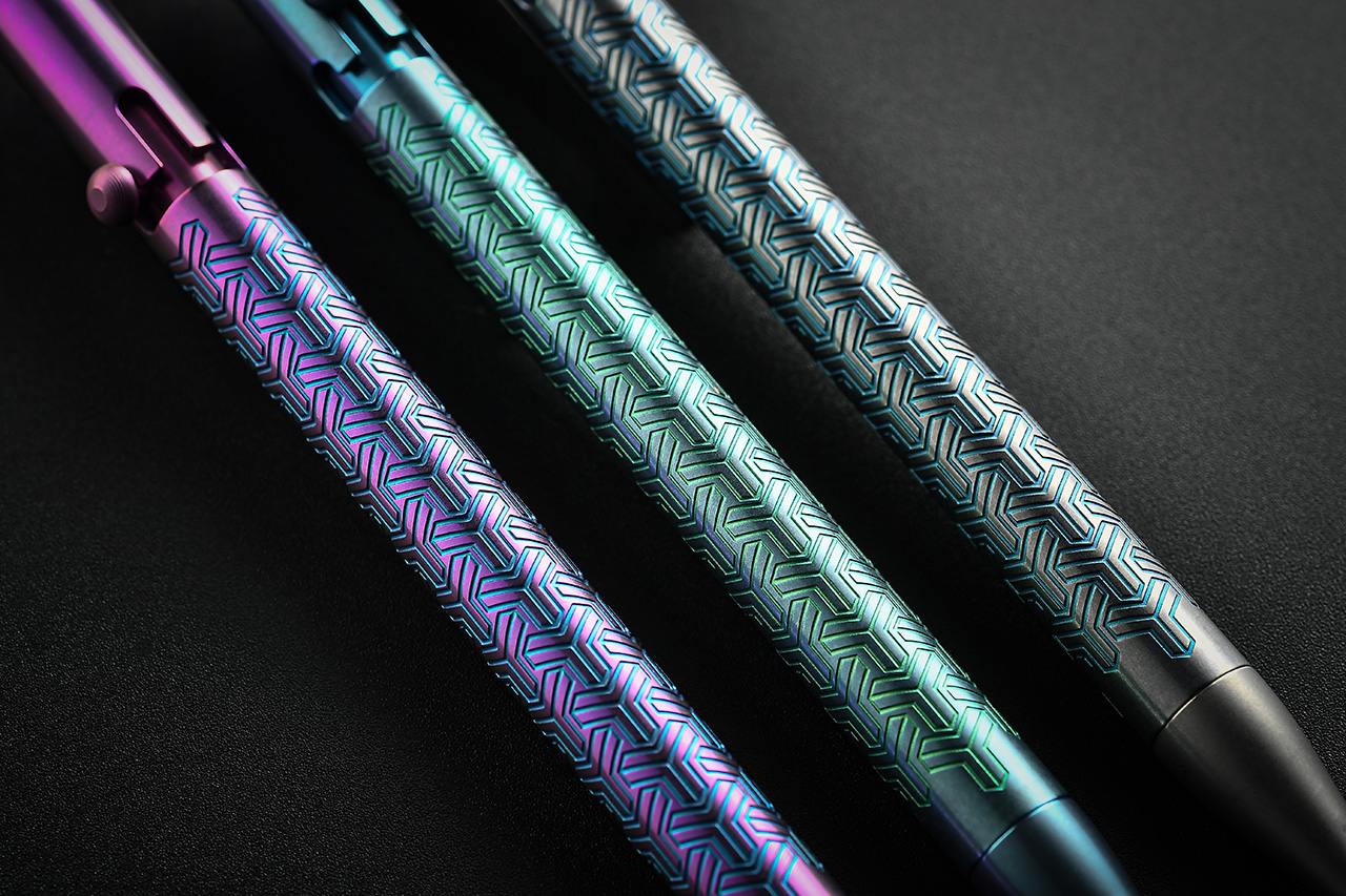 EDC Titanium Pen，Fidget Pen，CNC carved，writing tool，ceramic ball bearing，