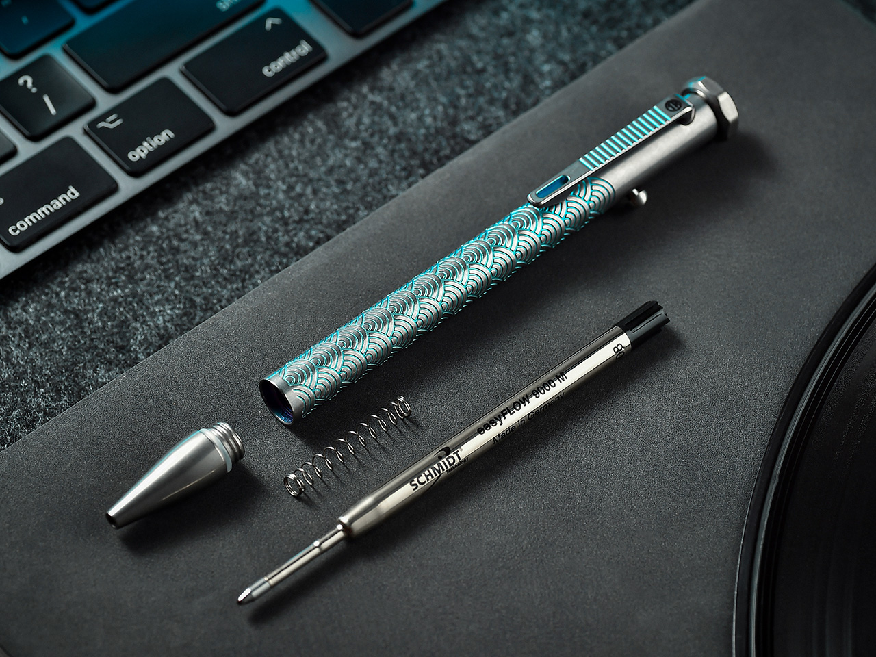 EDC Titanium Pen，Fidget Pen，CNC carved，writing tool，ceramic ball bearing，