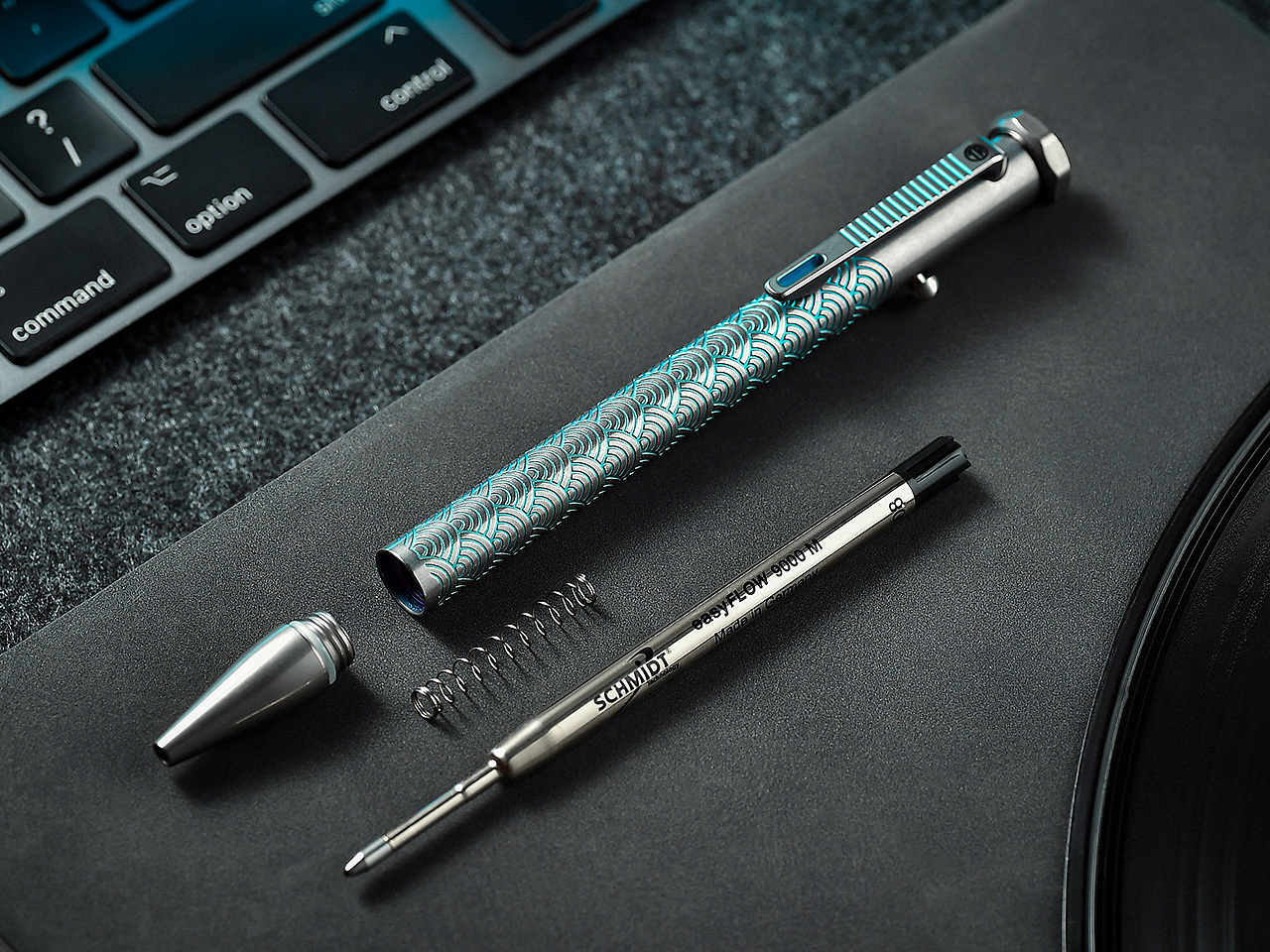 EDC Titanium Pen，Fidget Pen，CNC carved，writing tool，ceramic ball bearing，