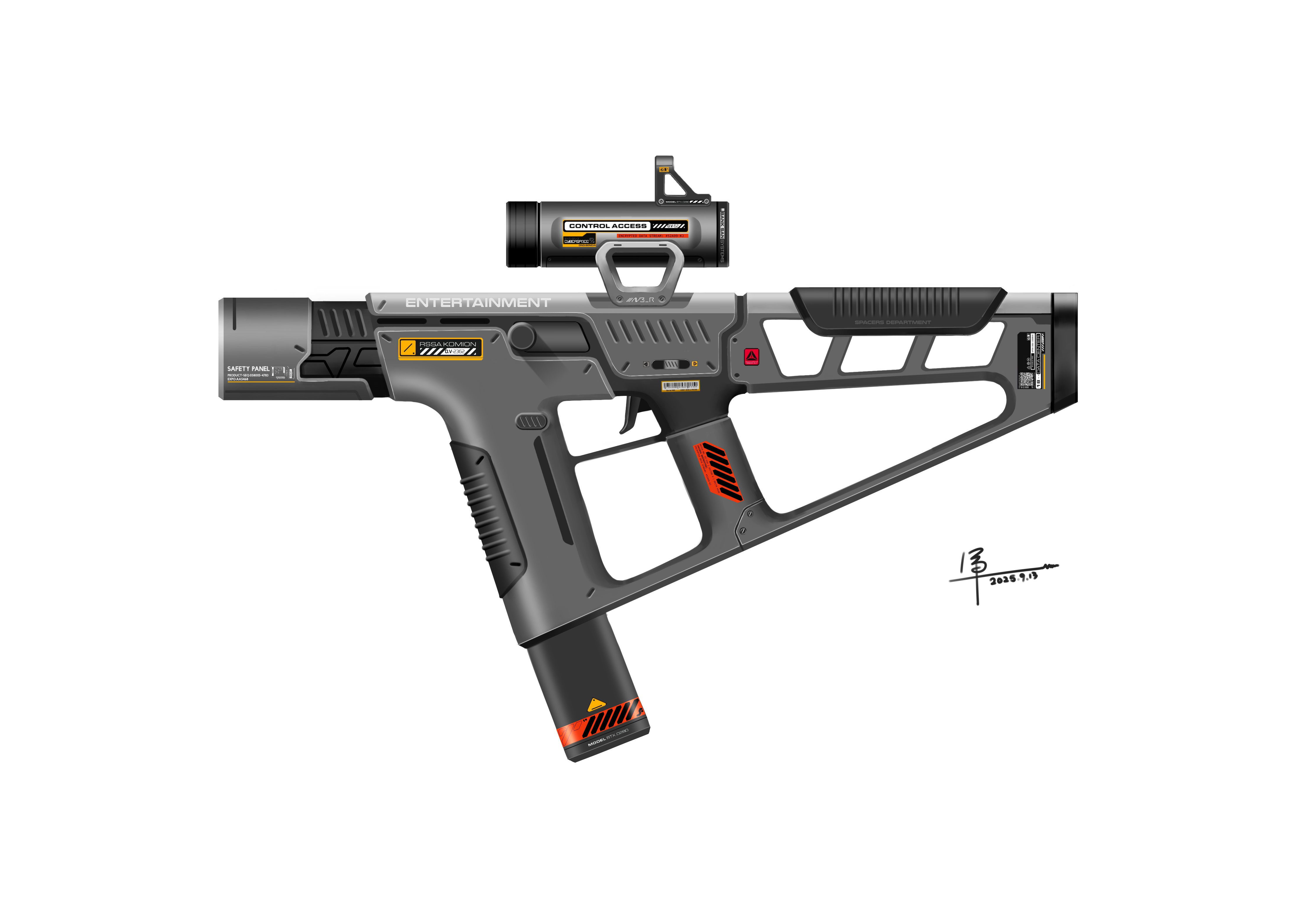 Toy Products，conceptual design，product design，Hand drawn，firearms，Cyberpunk，