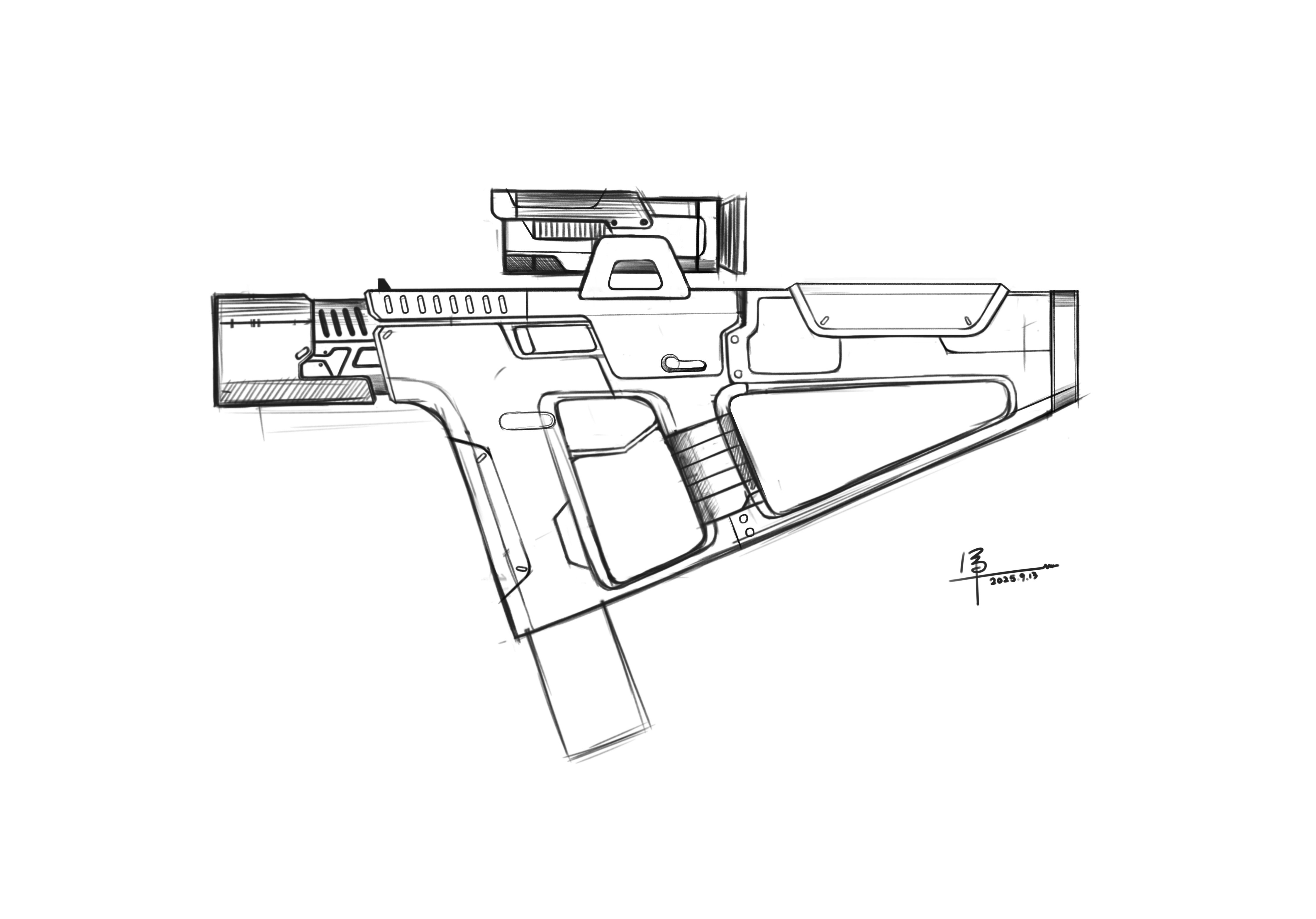 Toy Products，conceptual design，product design，Hand drawn，firearms，Cyberpunk，