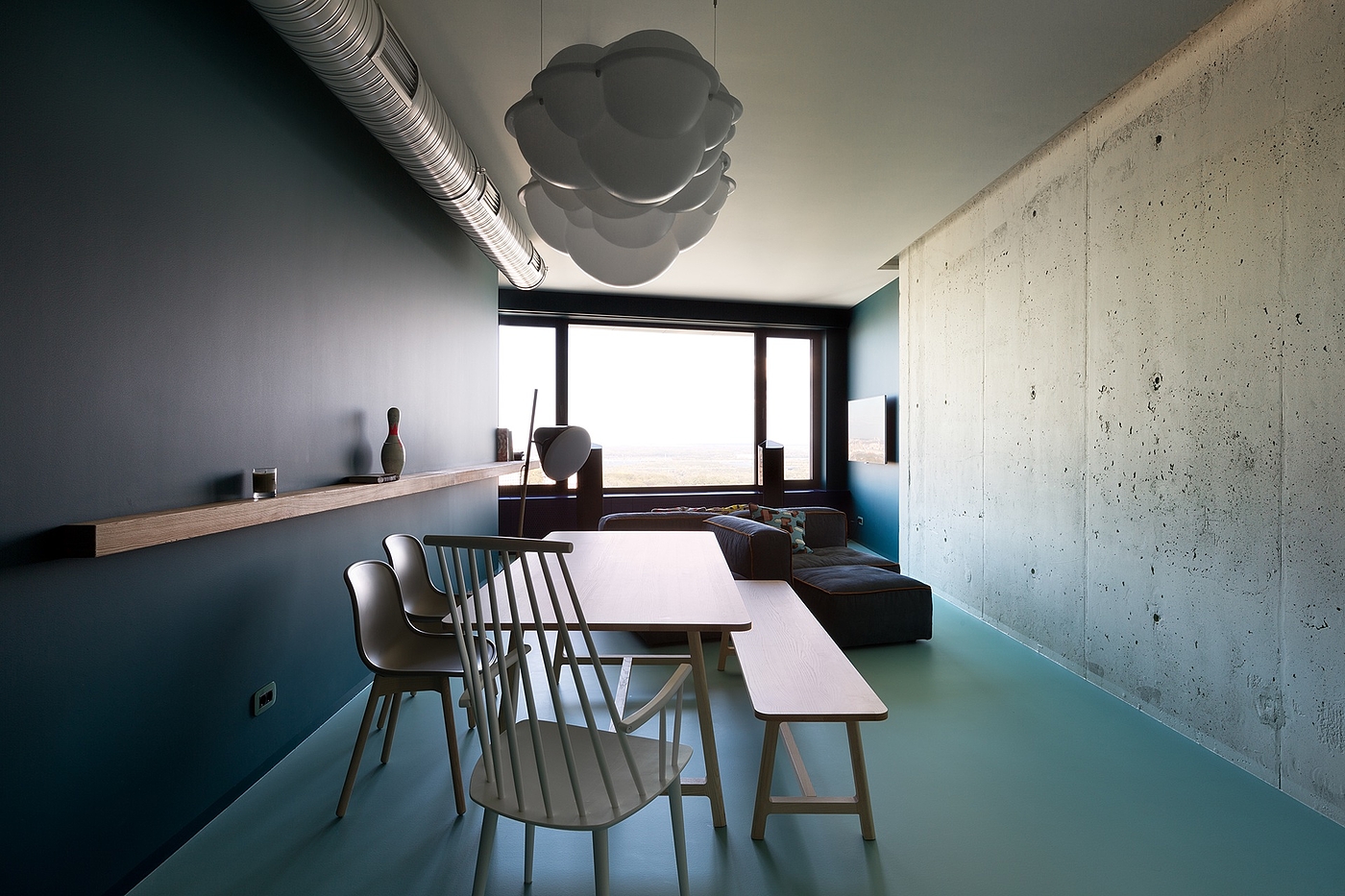 apartment，Interior design，green，