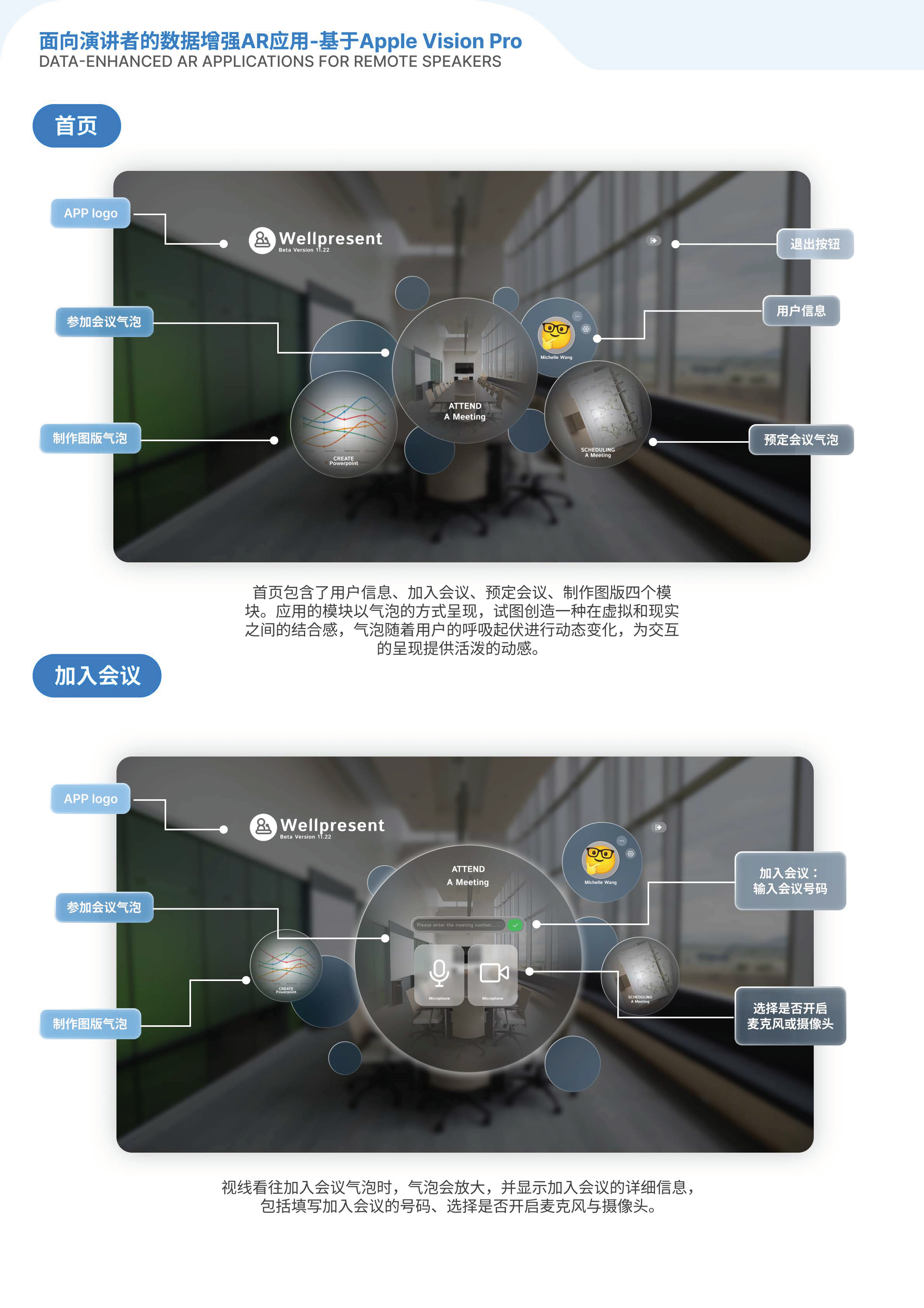 Interaction design，visionpro，App Design，ar，AR application，Meeting Applications，