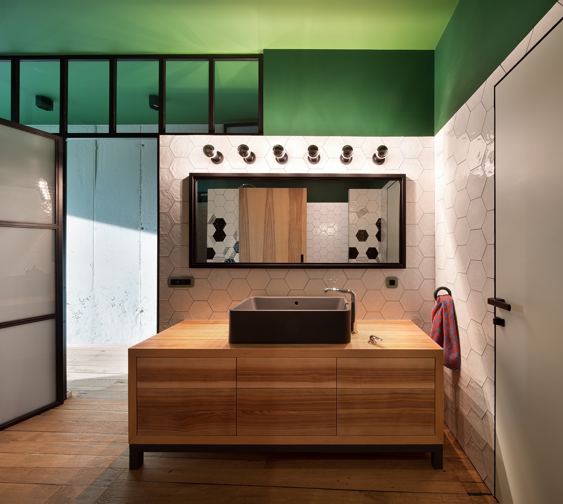 apartment，Interior design，green，