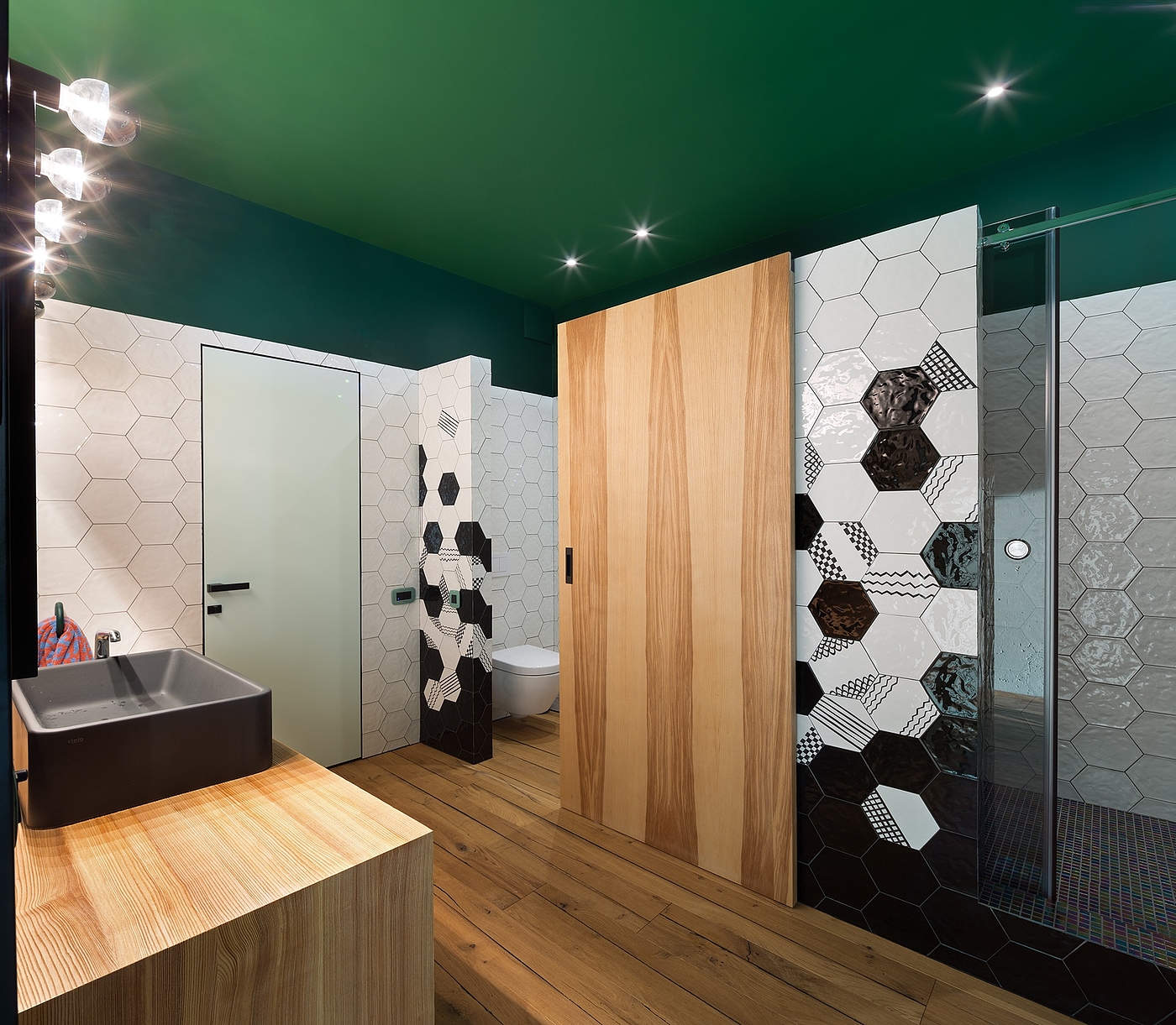 apartment，Interior design，green，