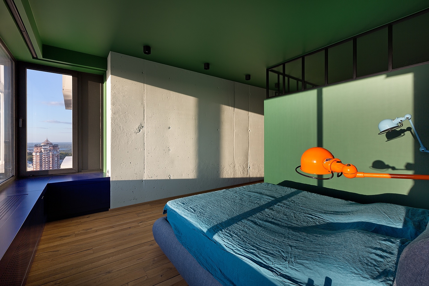 apartment，Interior design，green，