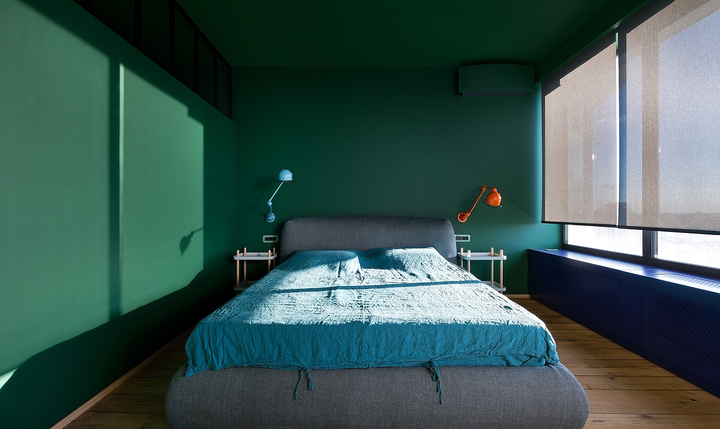 apartment，Interior design，green，