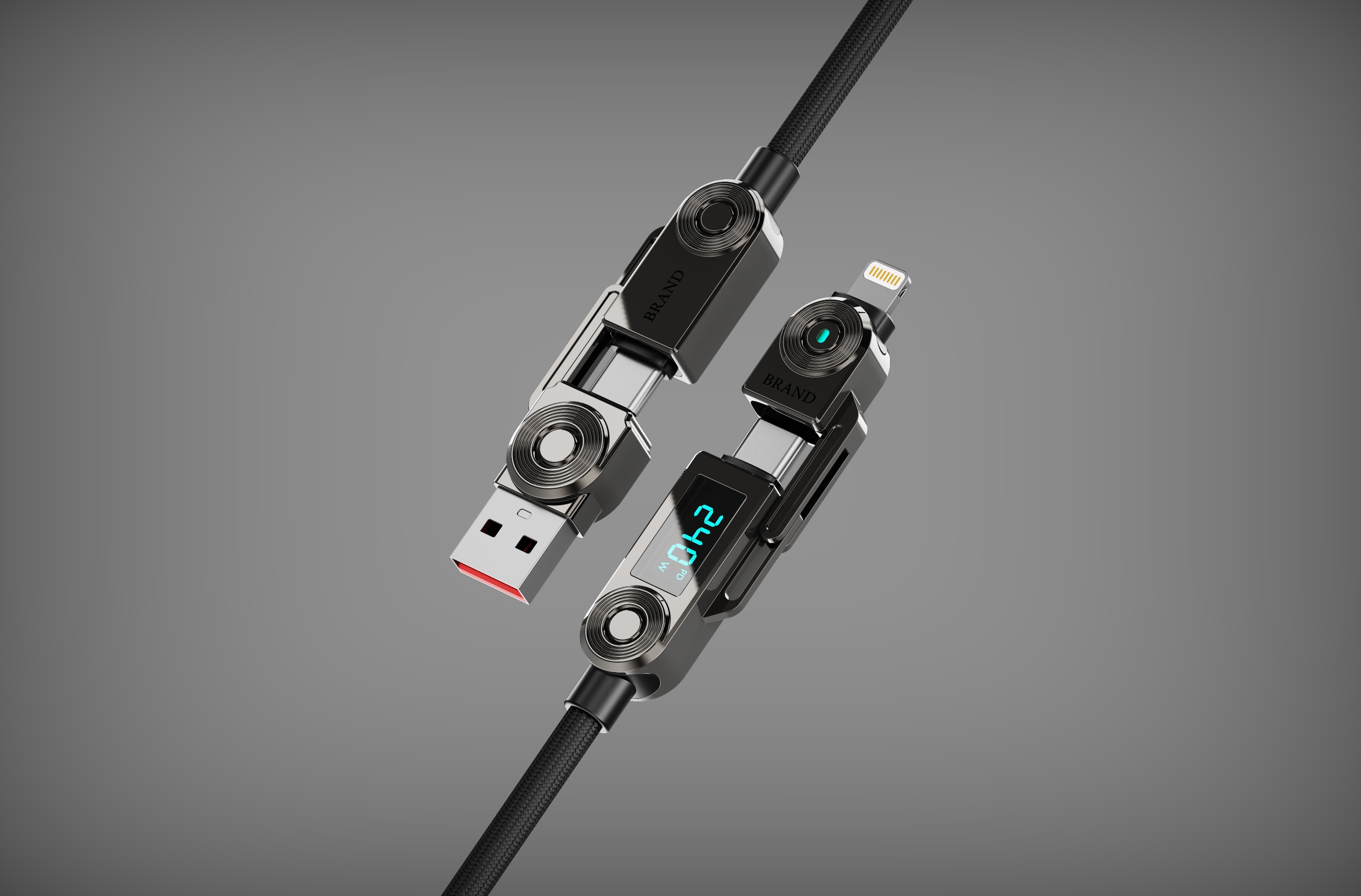 data line，product design，industrial design，Four-in-one data cable，