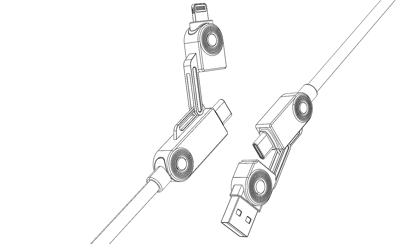 data line，product design，industrial design，Four-in-one data cable，