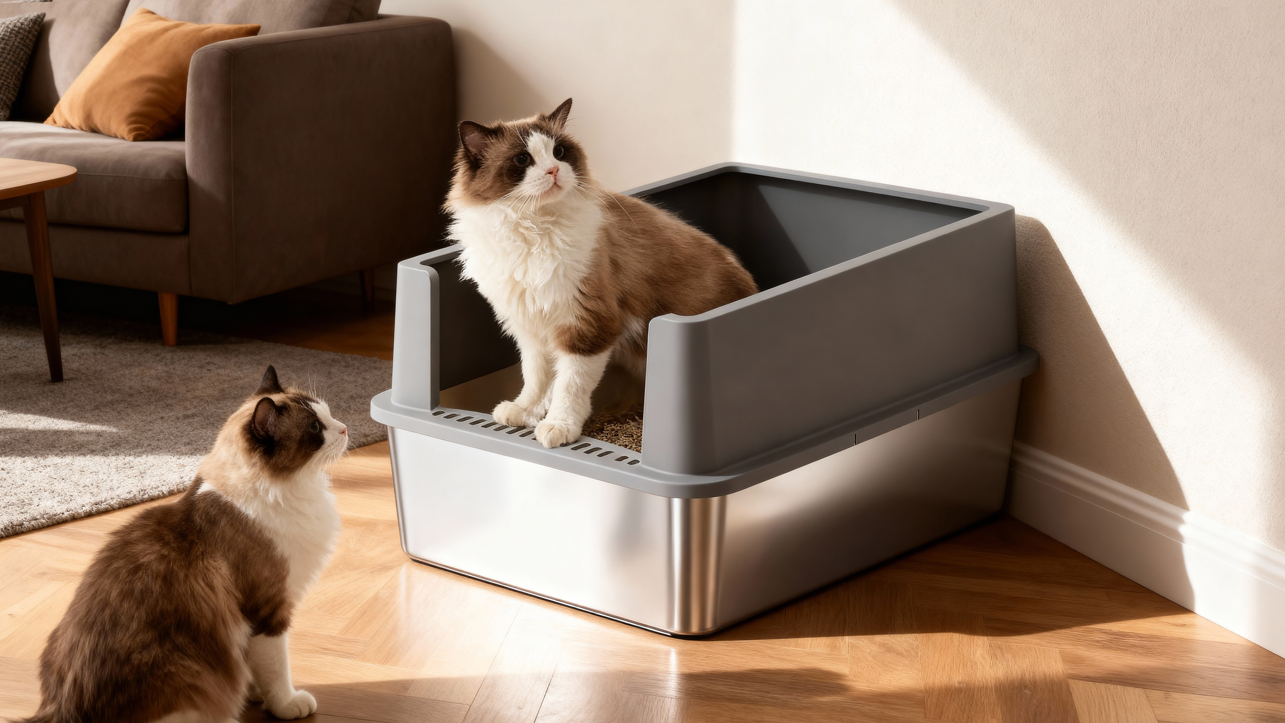 Cat litter box, metal litter box, pet supplies, cat toys，