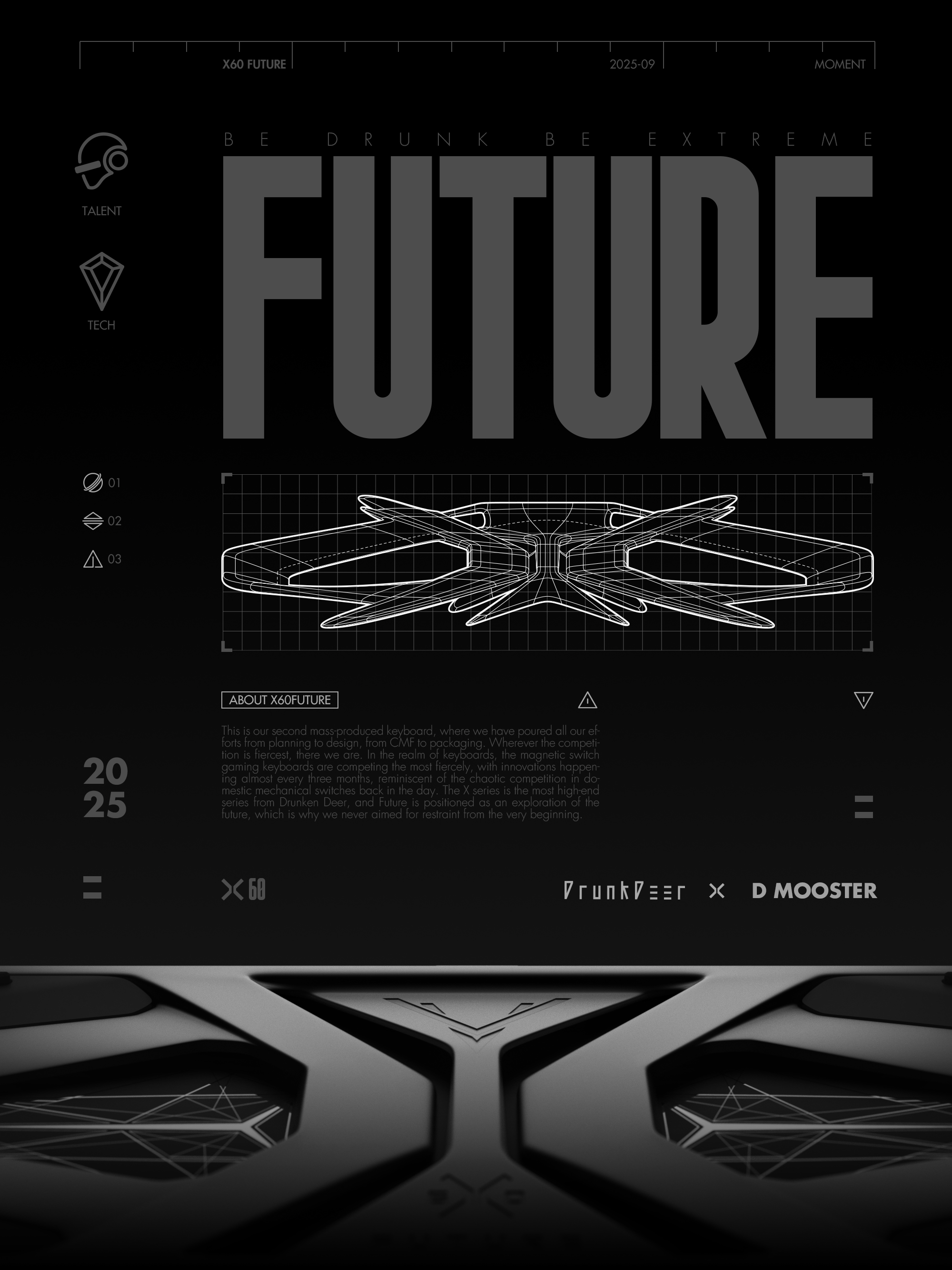 dmooster，Drunk Deer，Big Monster，Magnetic axis keyboard，Gaming keyboard，keyboard，industrial design，Render，