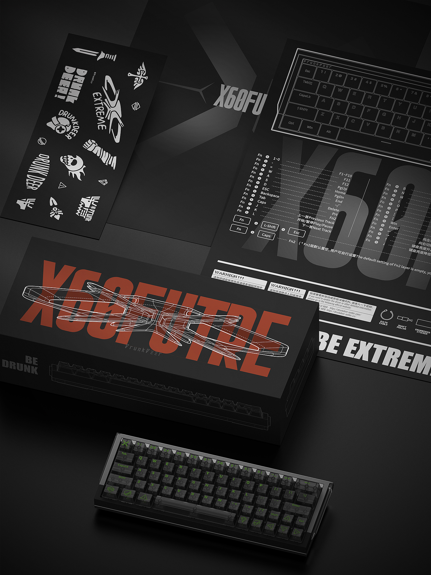 dmooster，Drunk Deer，Big Monster，Magnetic axis keyboard，Gaming keyboard，keyboard，industrial design，Render，