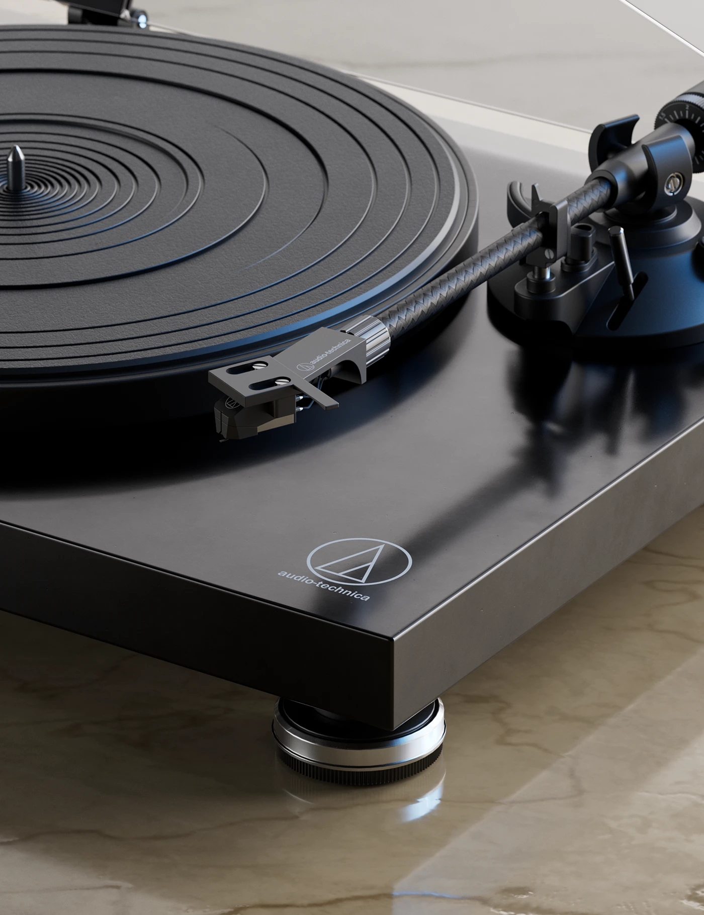Audio equipment，Black rubber turntable，Electronic equipment，cgi，