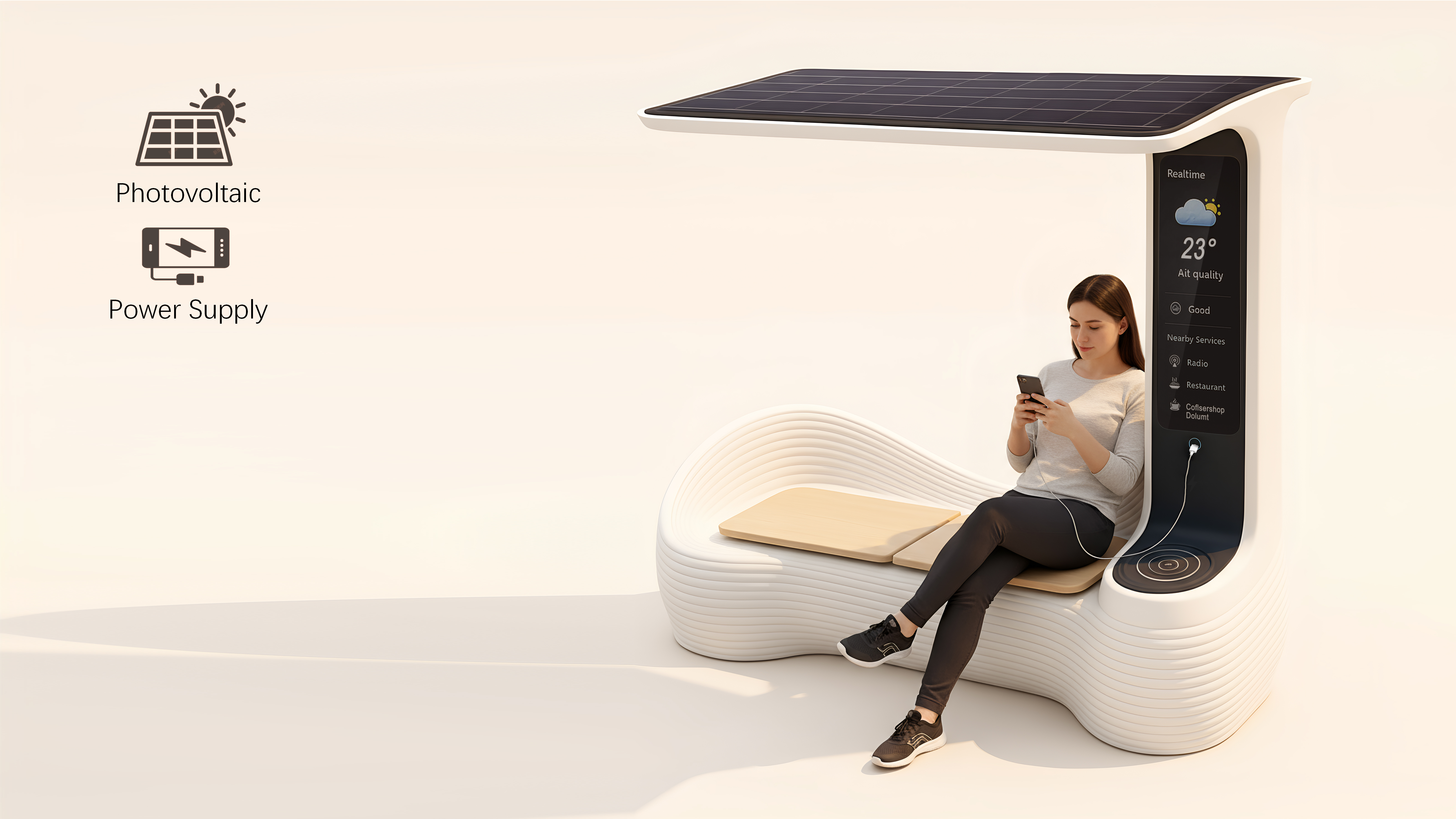 solar energy，Wireless charging，Community rest station，sustainable，City Services，artificial intelligence，