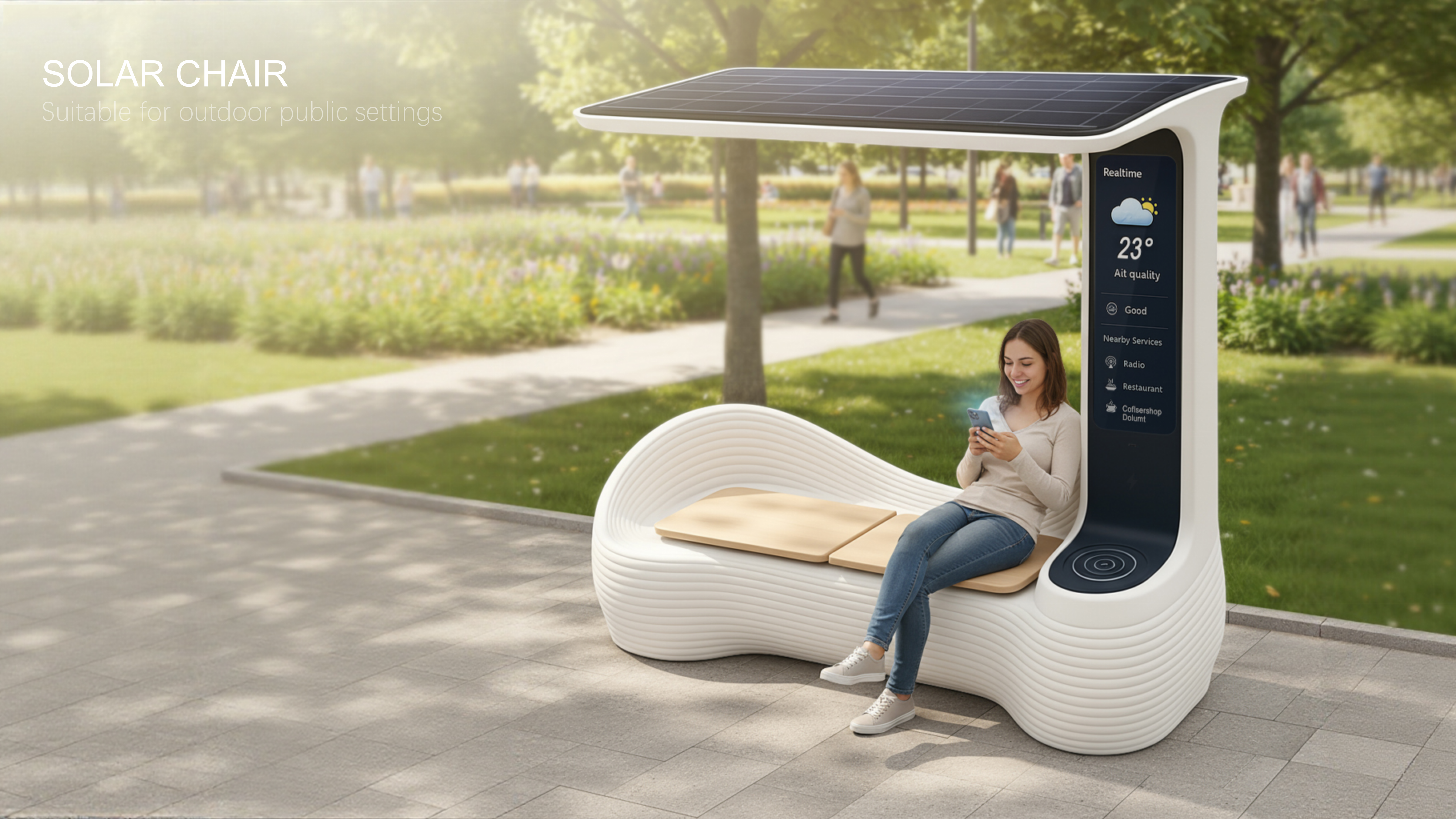 solar energy，Wireless charging，Community rest station，sustainable，City Services，artificial intelligence，