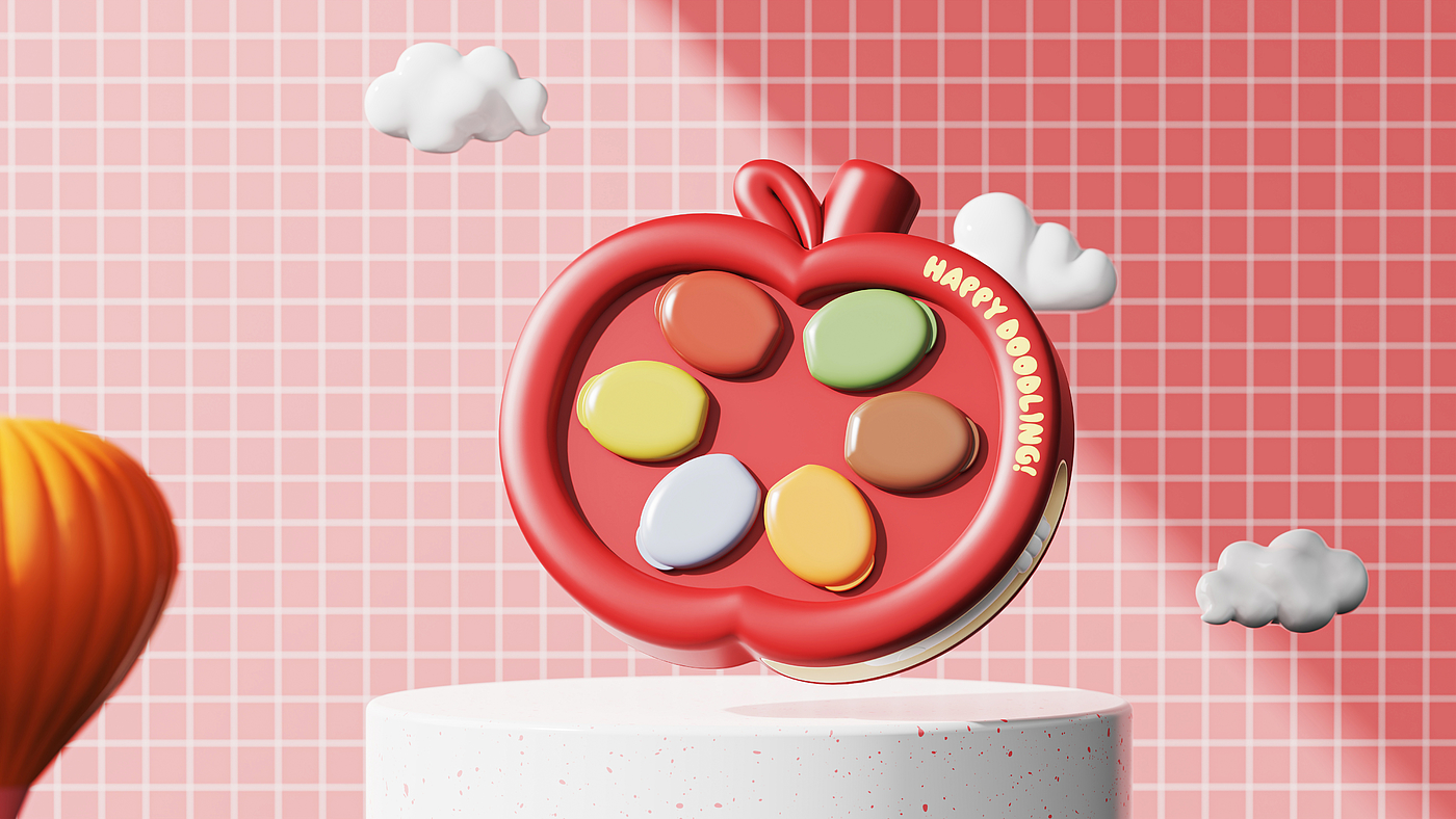Children's drawing board，Pigment Edition，Childlike interest，Apple，