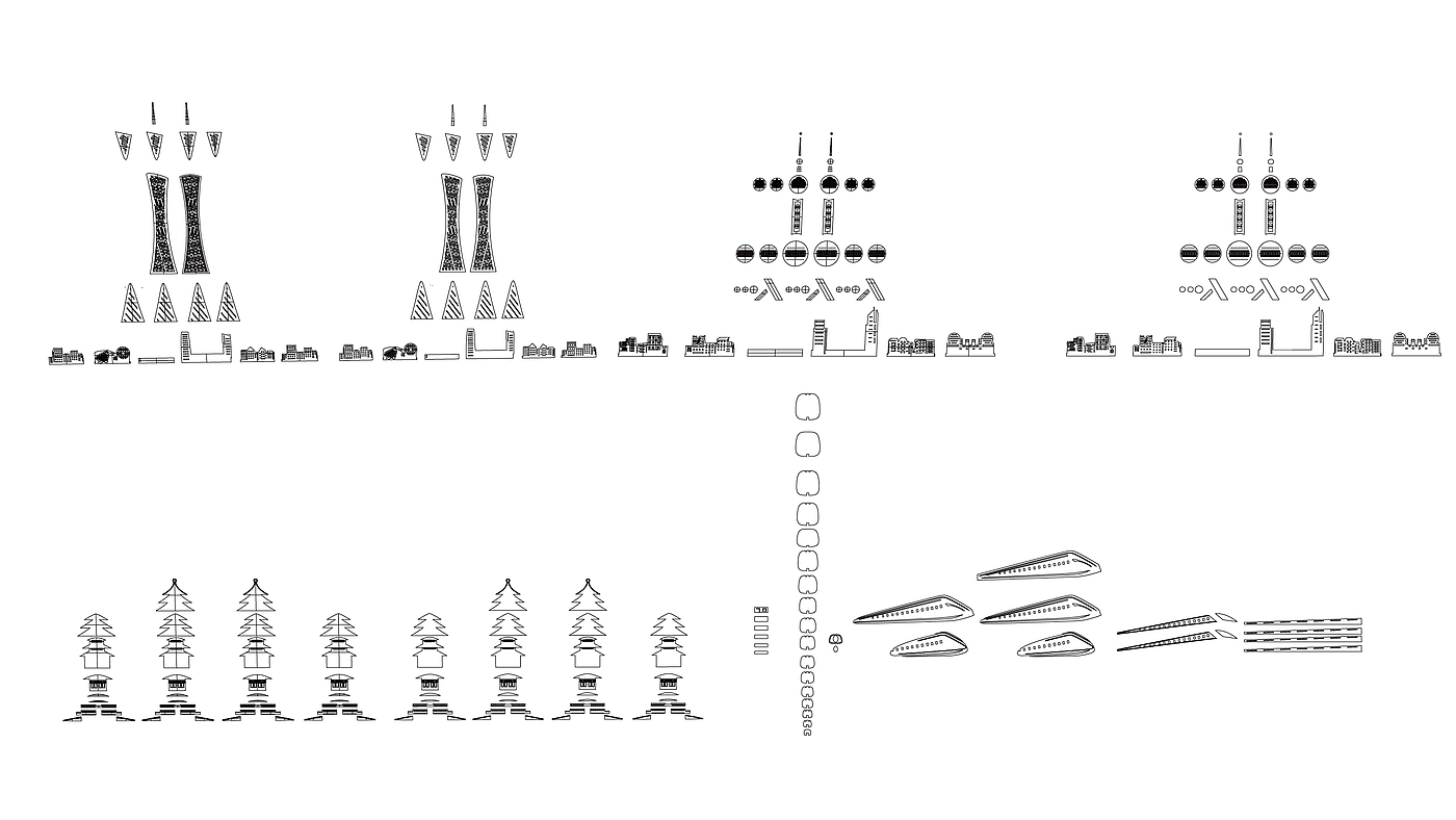 Greeting card，National Rite，Cultural and creative design，Canton Tower，Temple of Heaven，Oriental Pearl，Motor car，