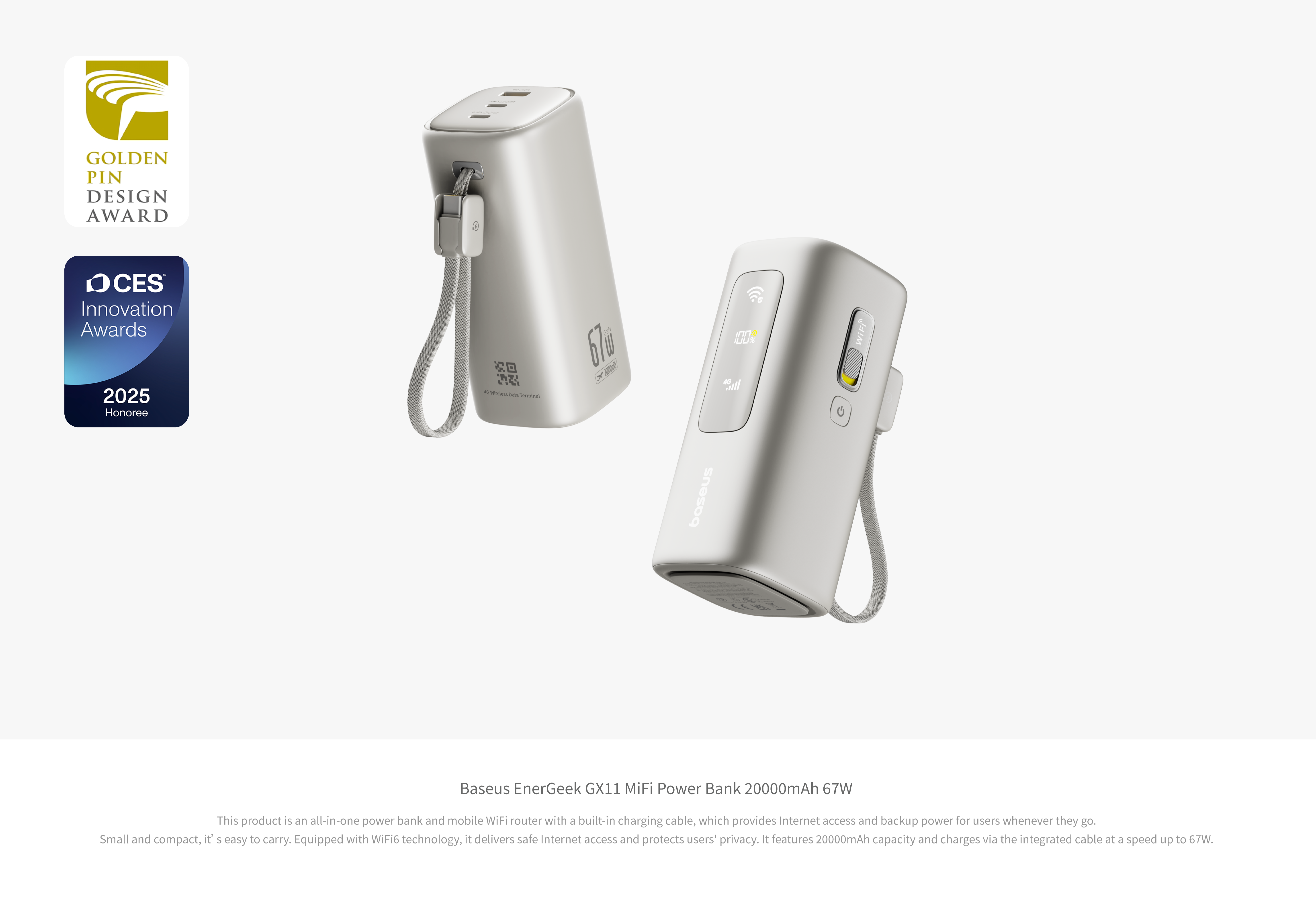 wifi，Portable WiFi，portable battery，Mifi，All-in-one mobile power supply，Travel charging，Golden Point Design Award，charge，