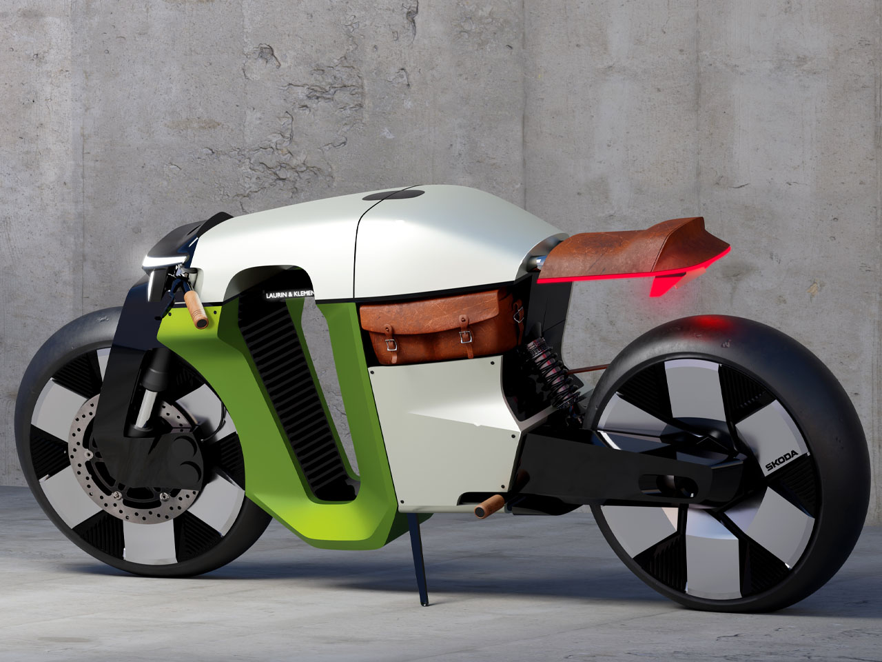 SKODA，Slavia B，Electric motorcycle，Racing coffee，Diamond Frame，