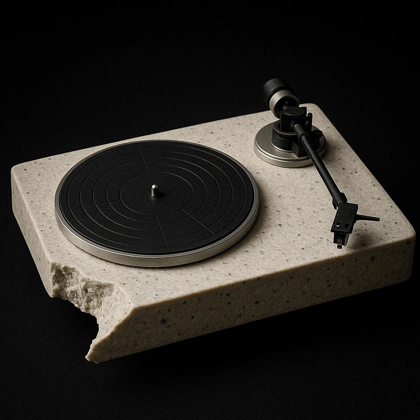 Limited edition，Ron Arad，Recycled Plastic Record Player，concrete turntable，Eco-friendly black glue，