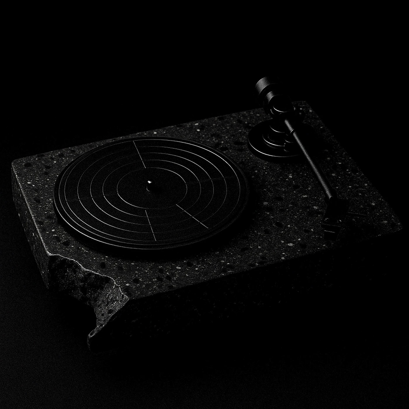 Limited edition，Ron Arad，Recycled Plastic Record Player，concrete turntable，Eco-friendly black glue，
