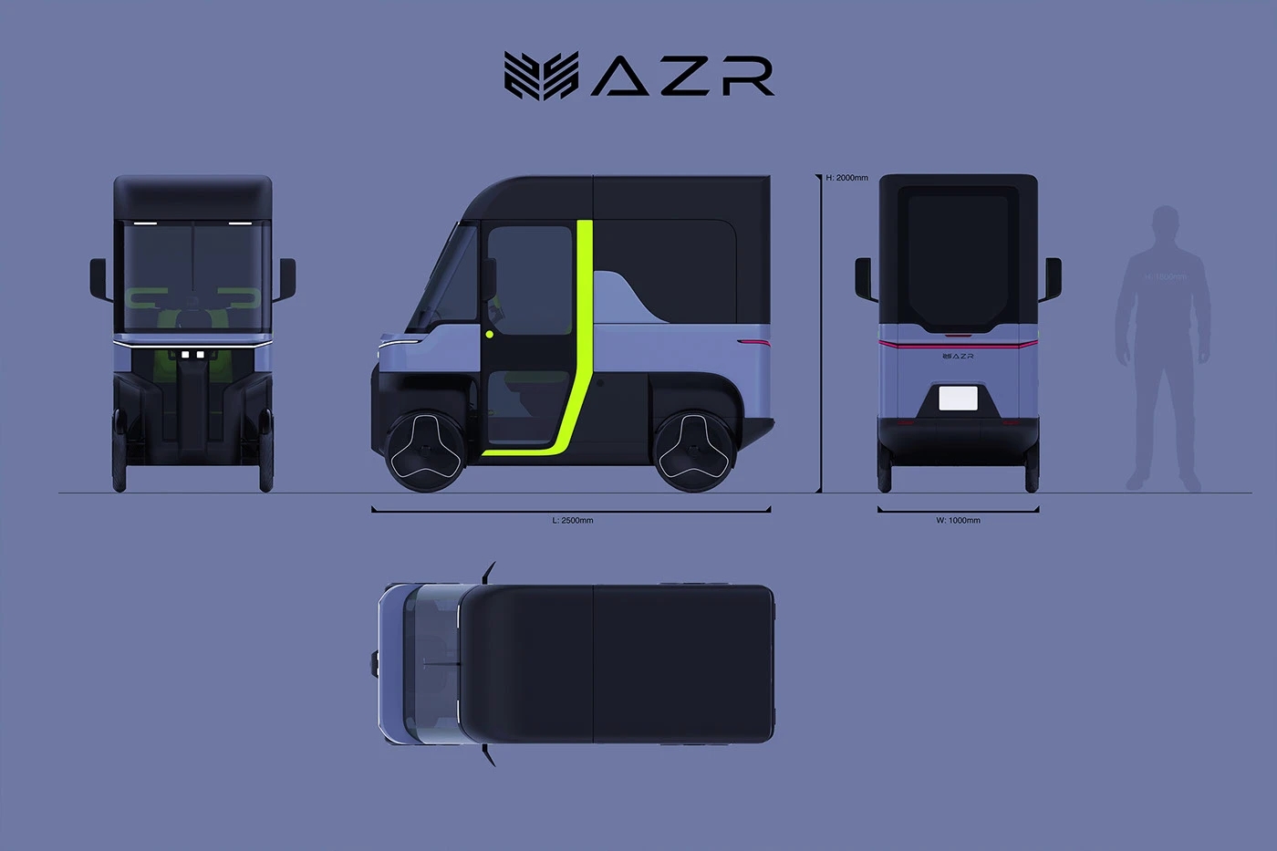 Electric vehicle，Quad Go，AZR Engineering，Modular body，Four-wheel design，