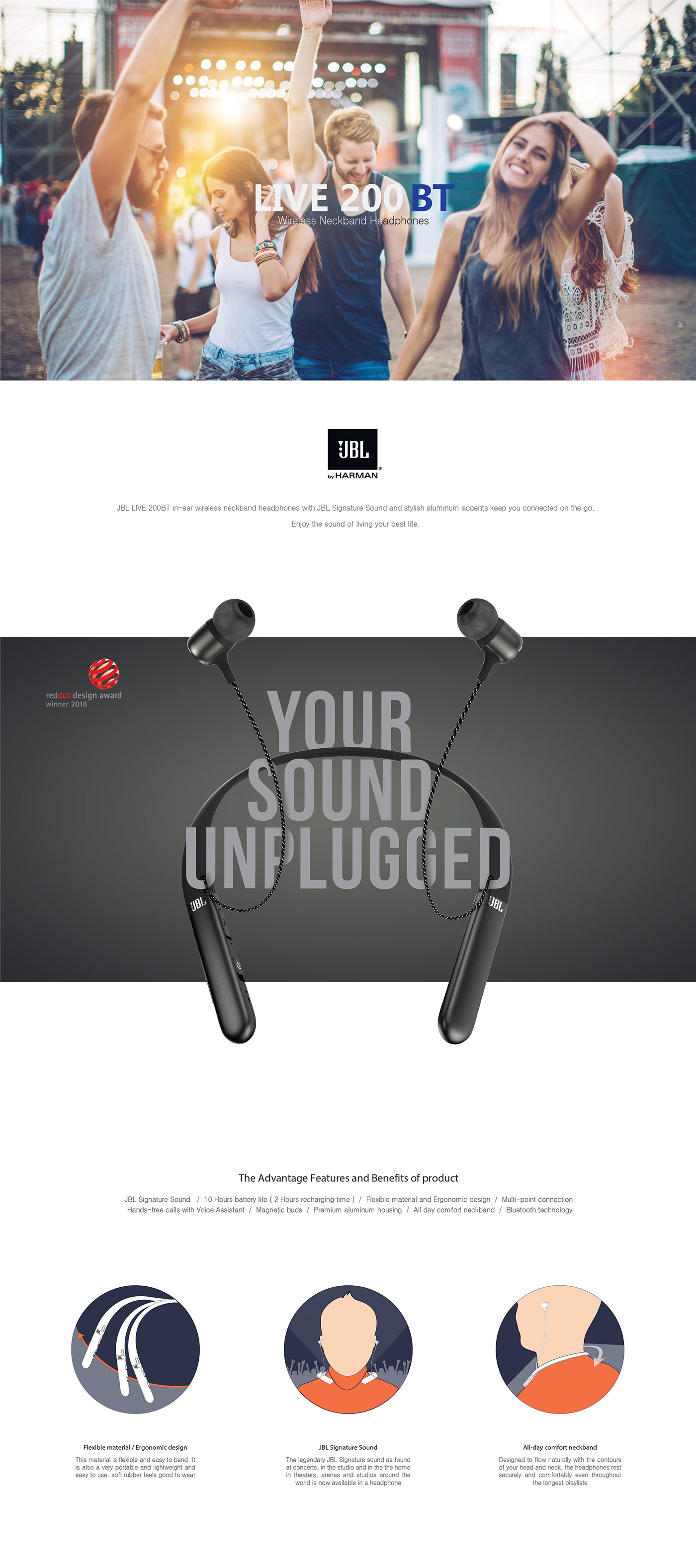 JBL LIVE 200BT，jbl，headset，wireless，Multicolor，