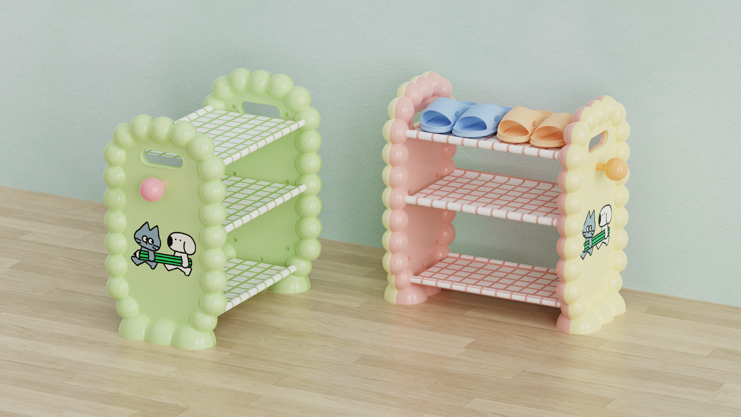 Dormitory slipper rack/shoe rack，