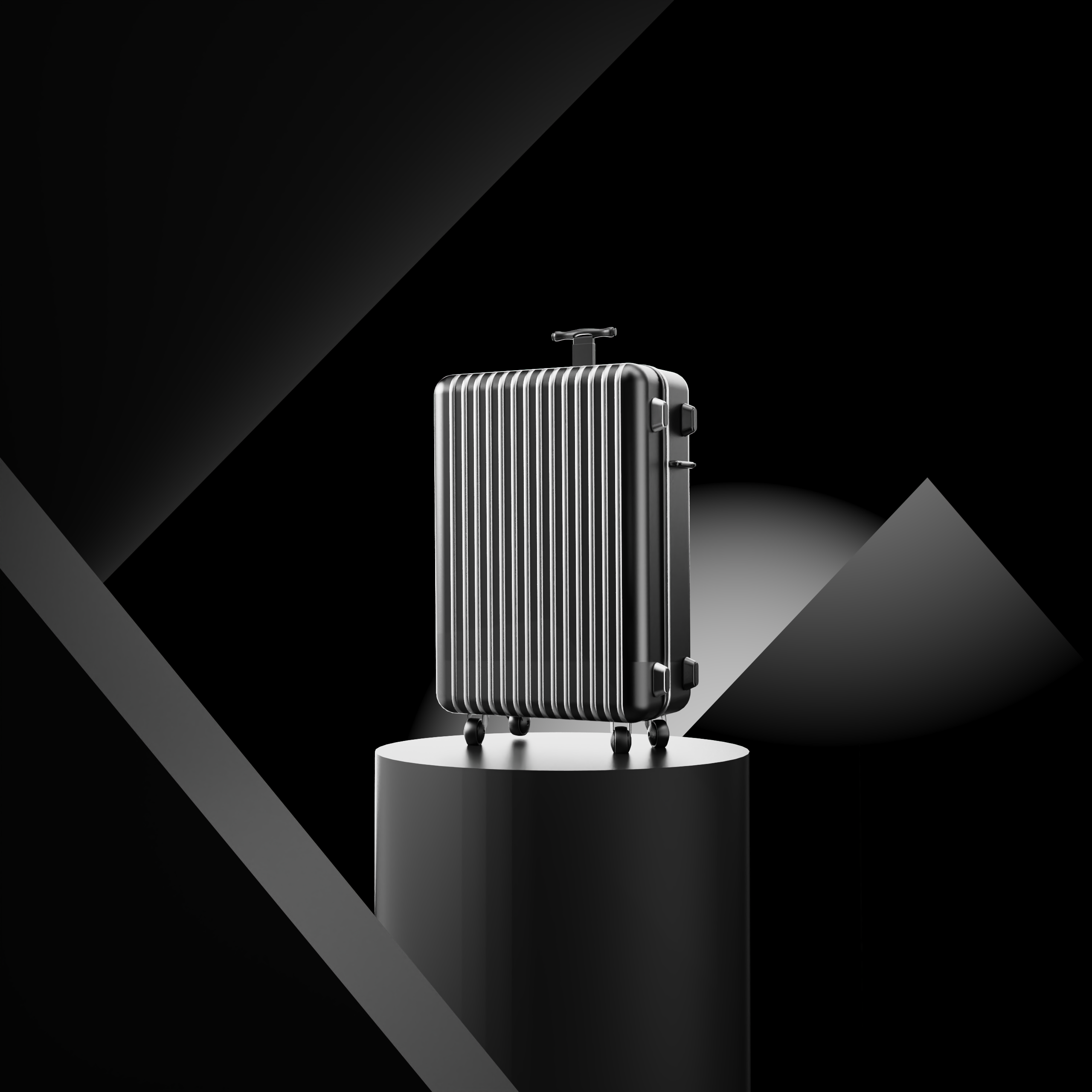 suitcase; geometry; light and shadow; composition，