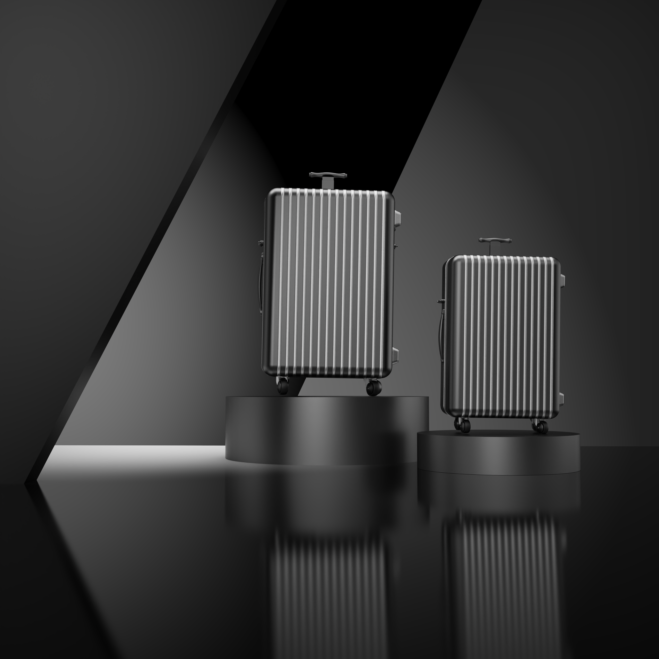 suitcase; geometry; light and shadow; composition，