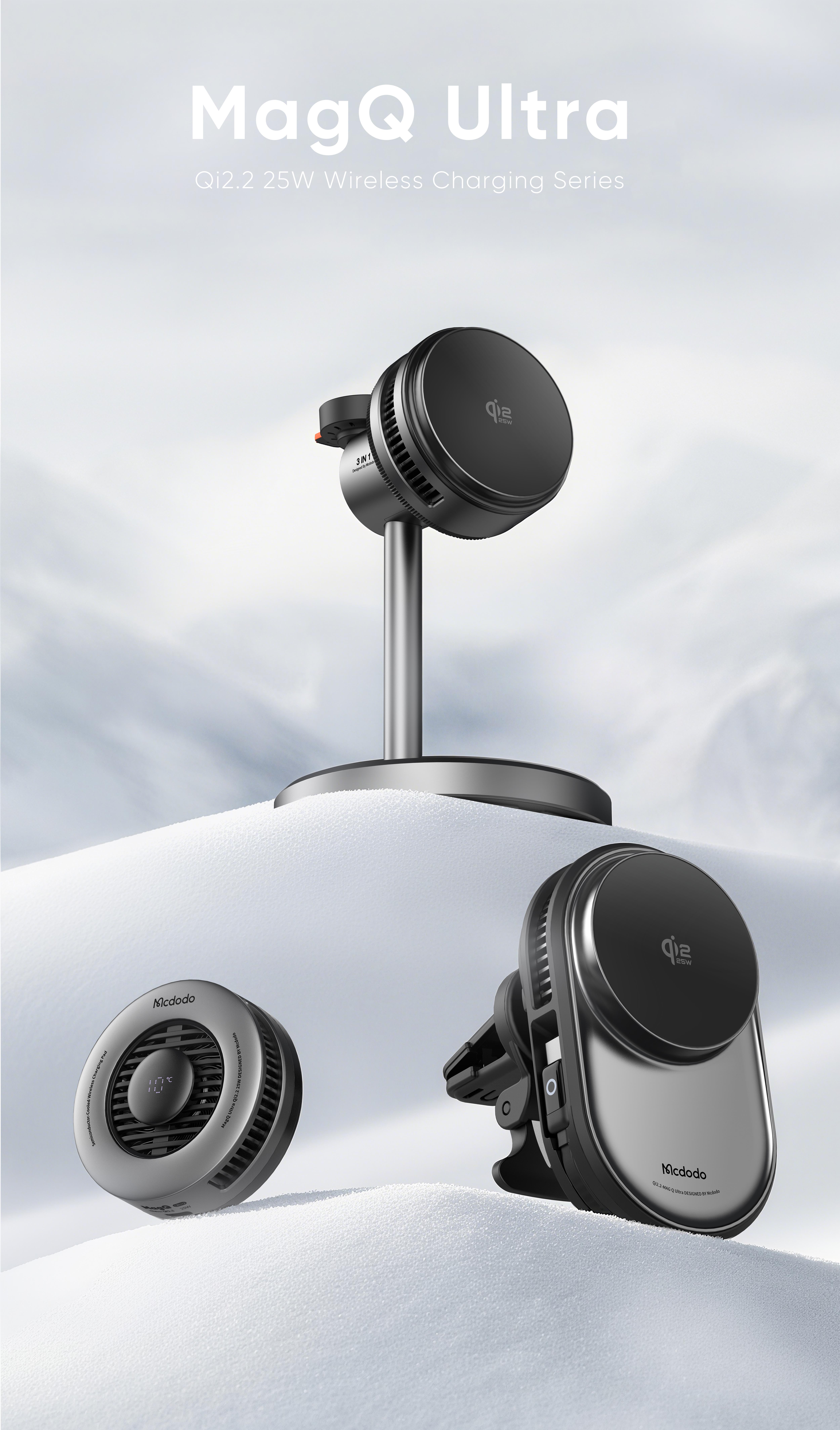 AI intelligent temperature control，Semiconductor TEC，Ultra-thin turbo fan，Qi2.2 wireless charge 25W，Apple ecosystem，Multi in one，active refrigeration，Charging 3C，