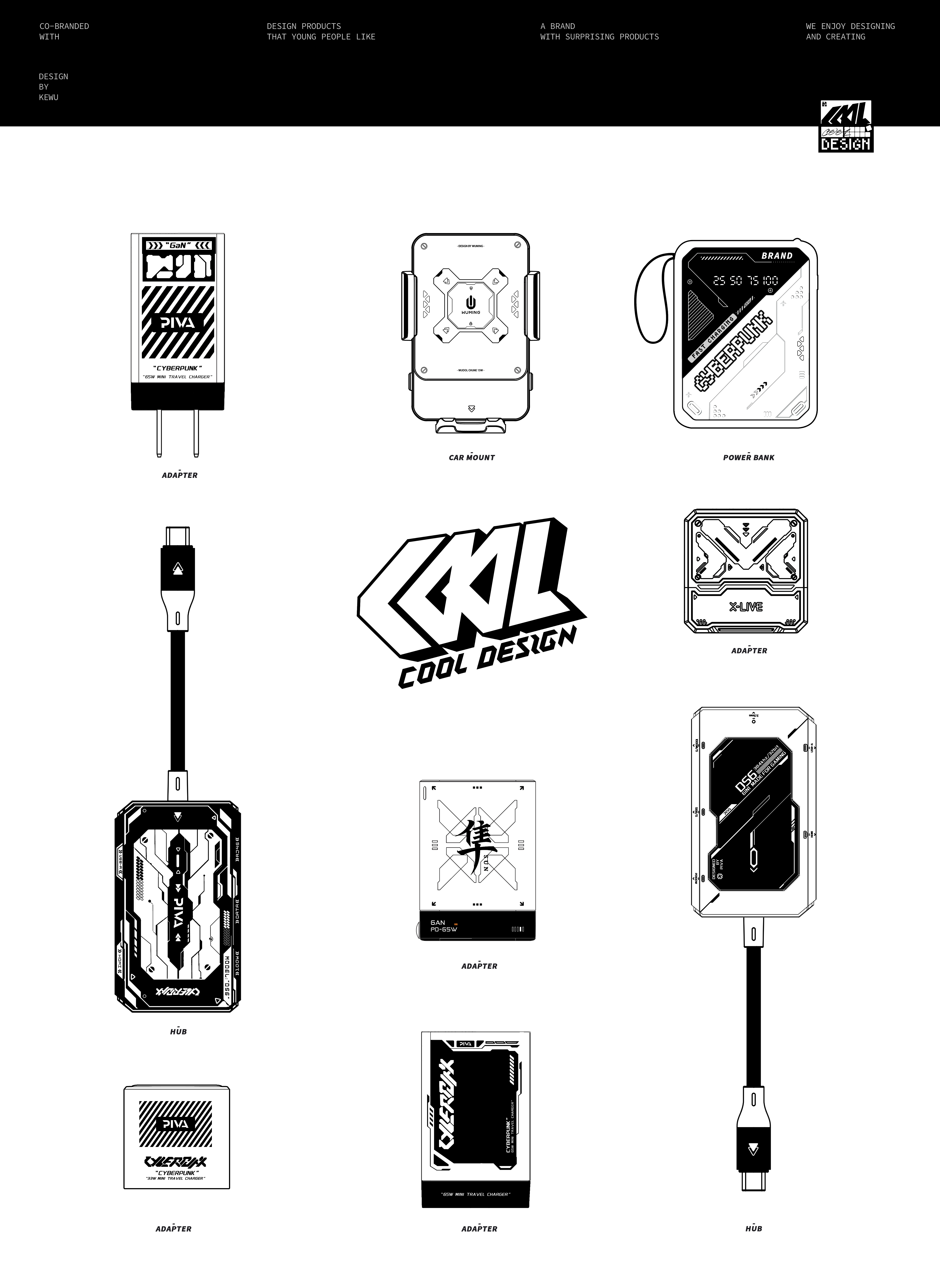 Charging head，portable battery，Cool tide，Painting，individualization，Cyberpunk，Functional wind，Mecha，