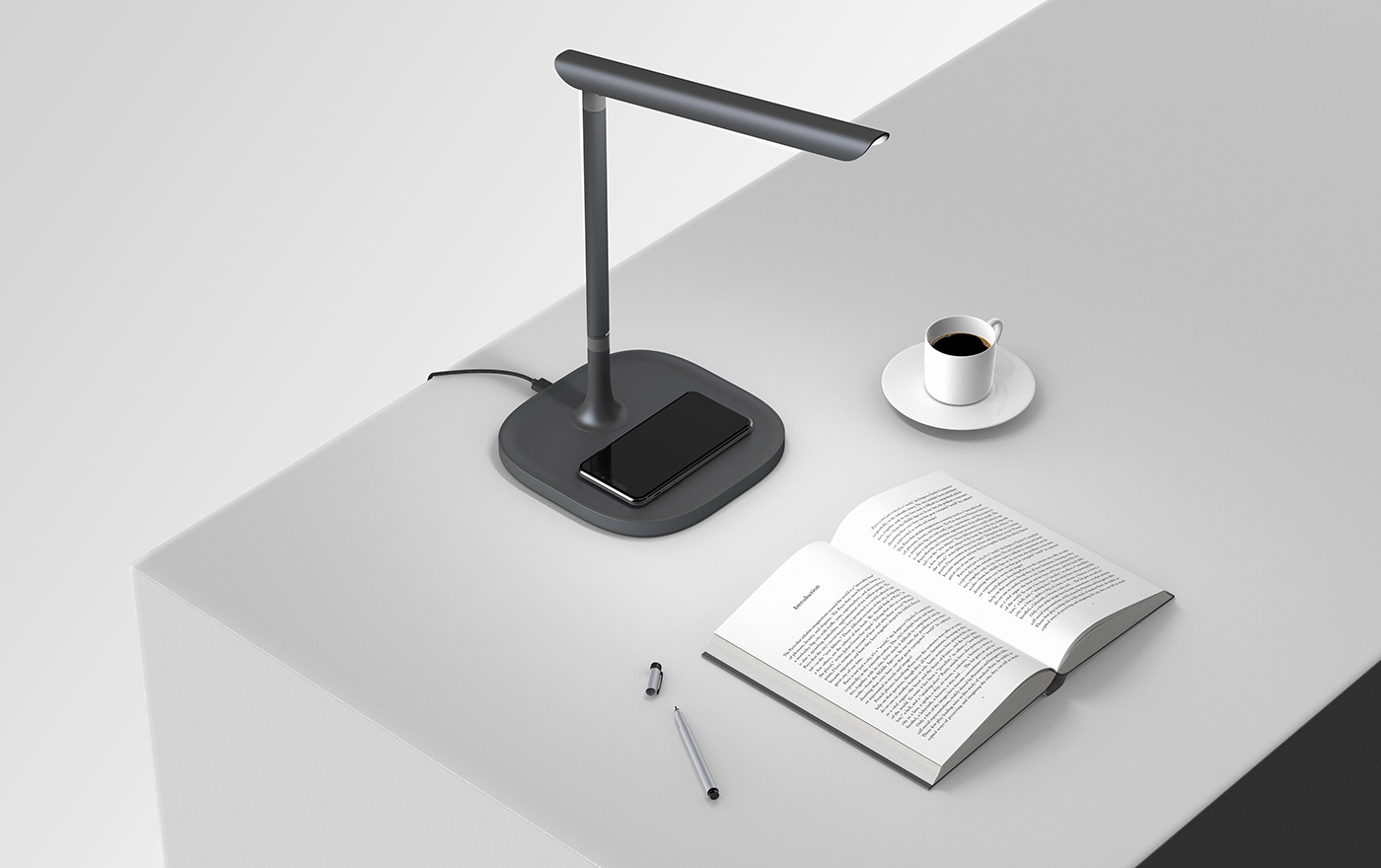 Hone，Desk lamp，lamp，charge，mobile phone，black，