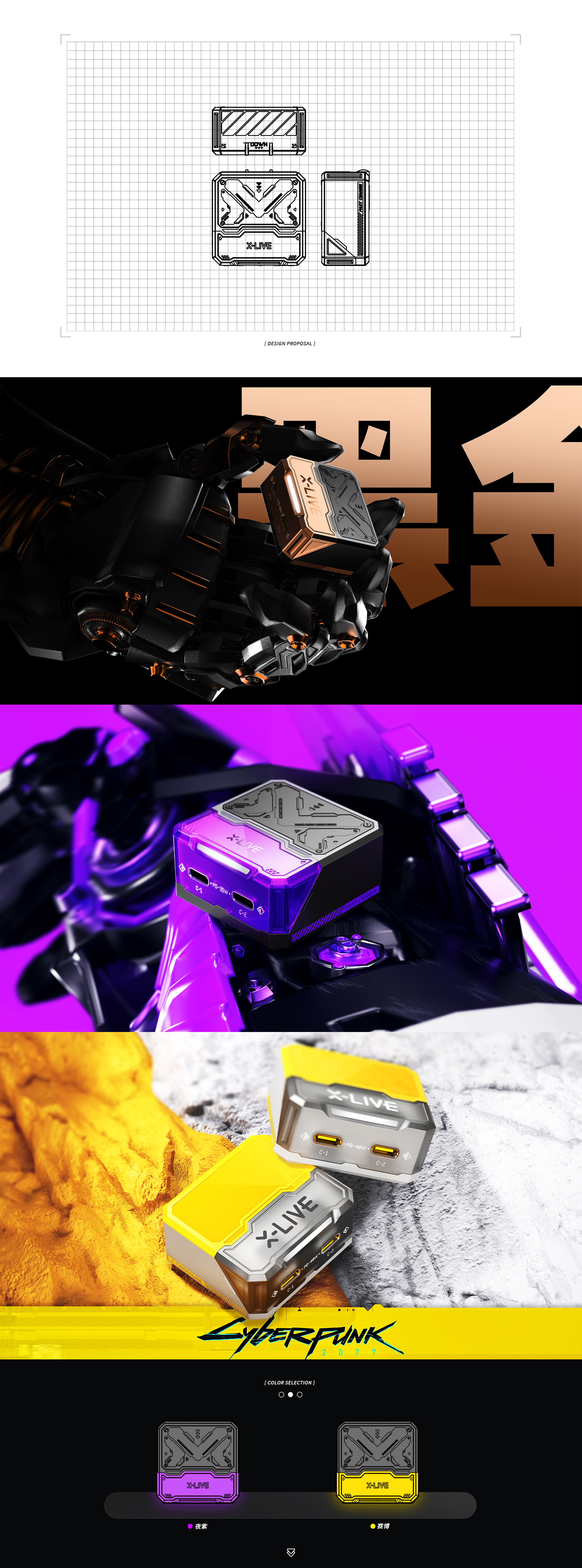 Charging head，portable battery，Cool tide，Painting，individualization，Cyberpunk，Functional wind，Mecha，