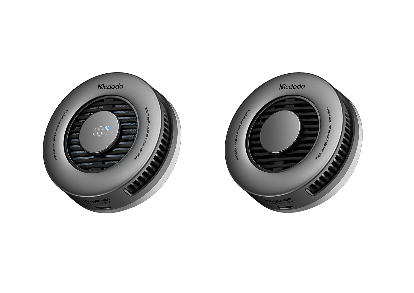 Qi2.2 wireless charge 25W，Turbofan，Breathing light interaction，AI temperature control real-time digital display，metal heat dissipation grid，apple ecology，Active cooling temperature control，Simple business，