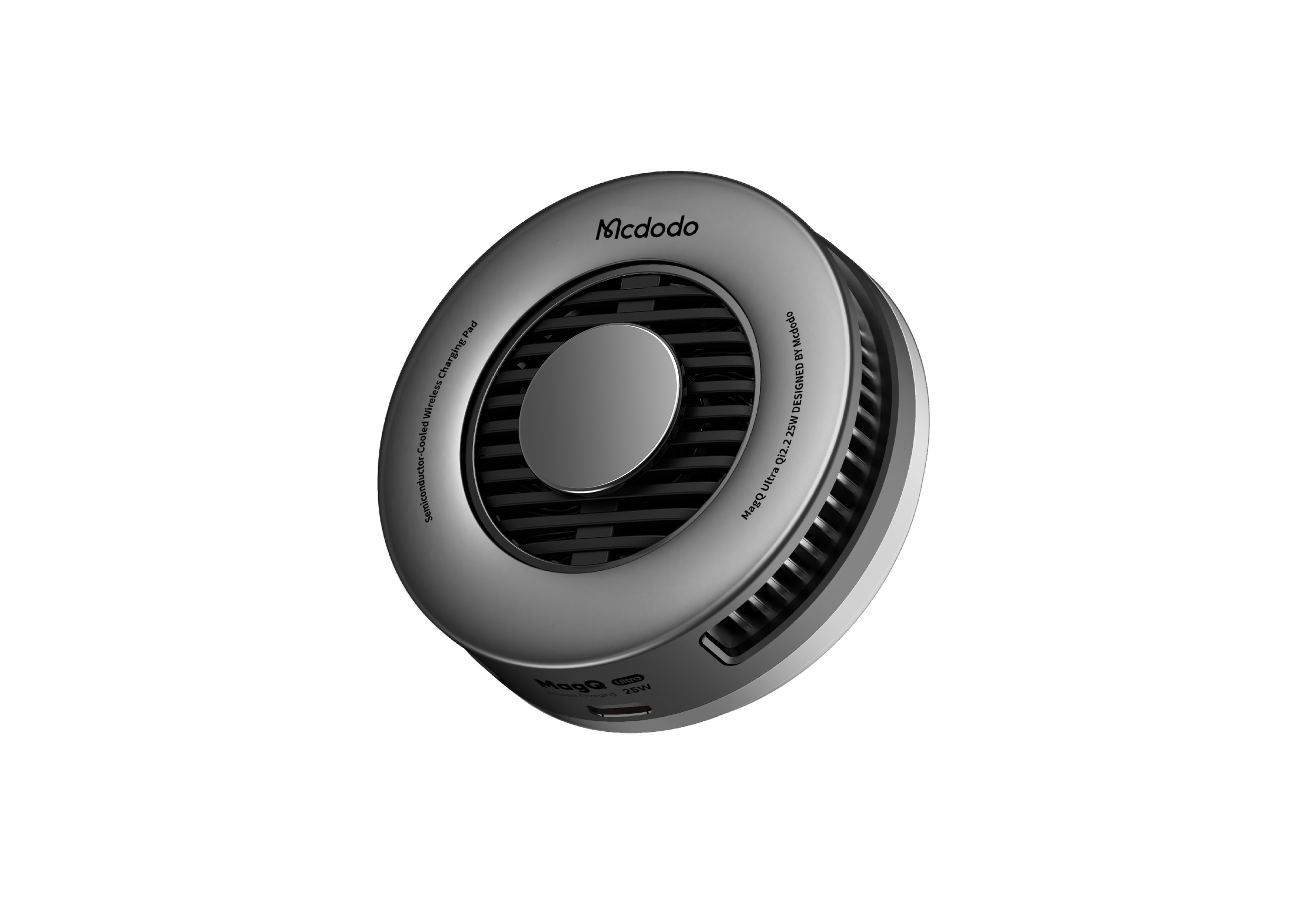 Qi2.2 wireless charge 25W，Turbofan，Breathing light interaction，AI temperature control real-time digital display，metal heat dissipation grid，apple ecology，Active cooling temperature control，Simple business，