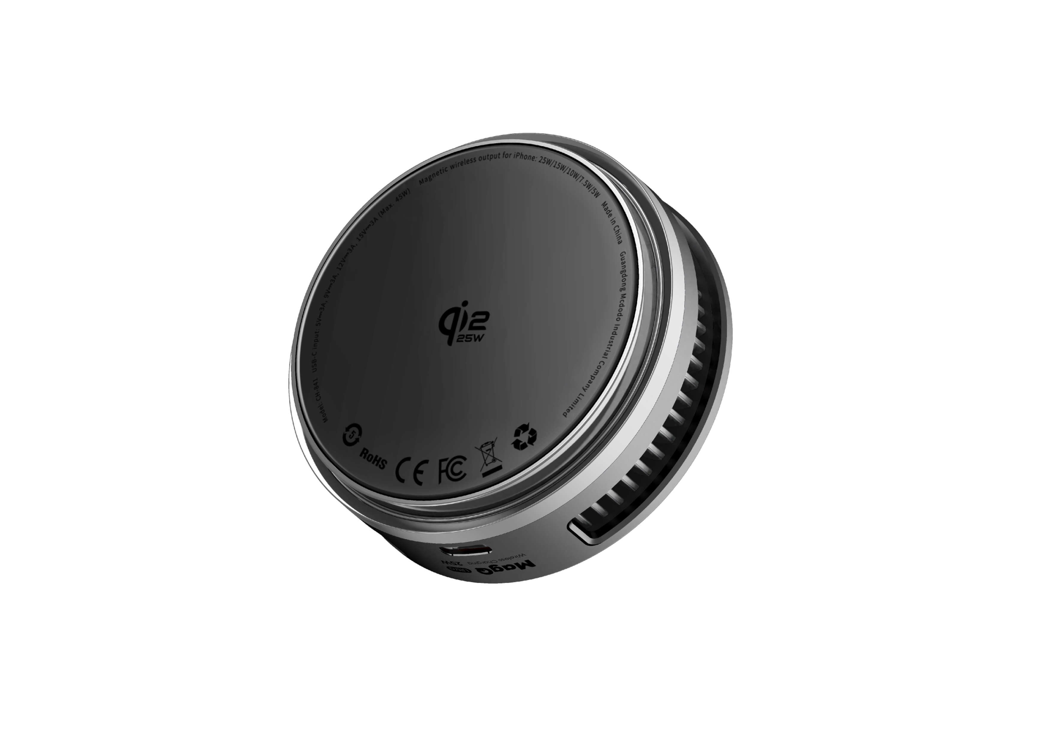 Qi2.2 wireless charge 25W，Turbofan，Breathing light interaction，AI temperature control real-time digital display，metal heat dissipation grid，apple ecology，Active cooling temperature control，Simple business，