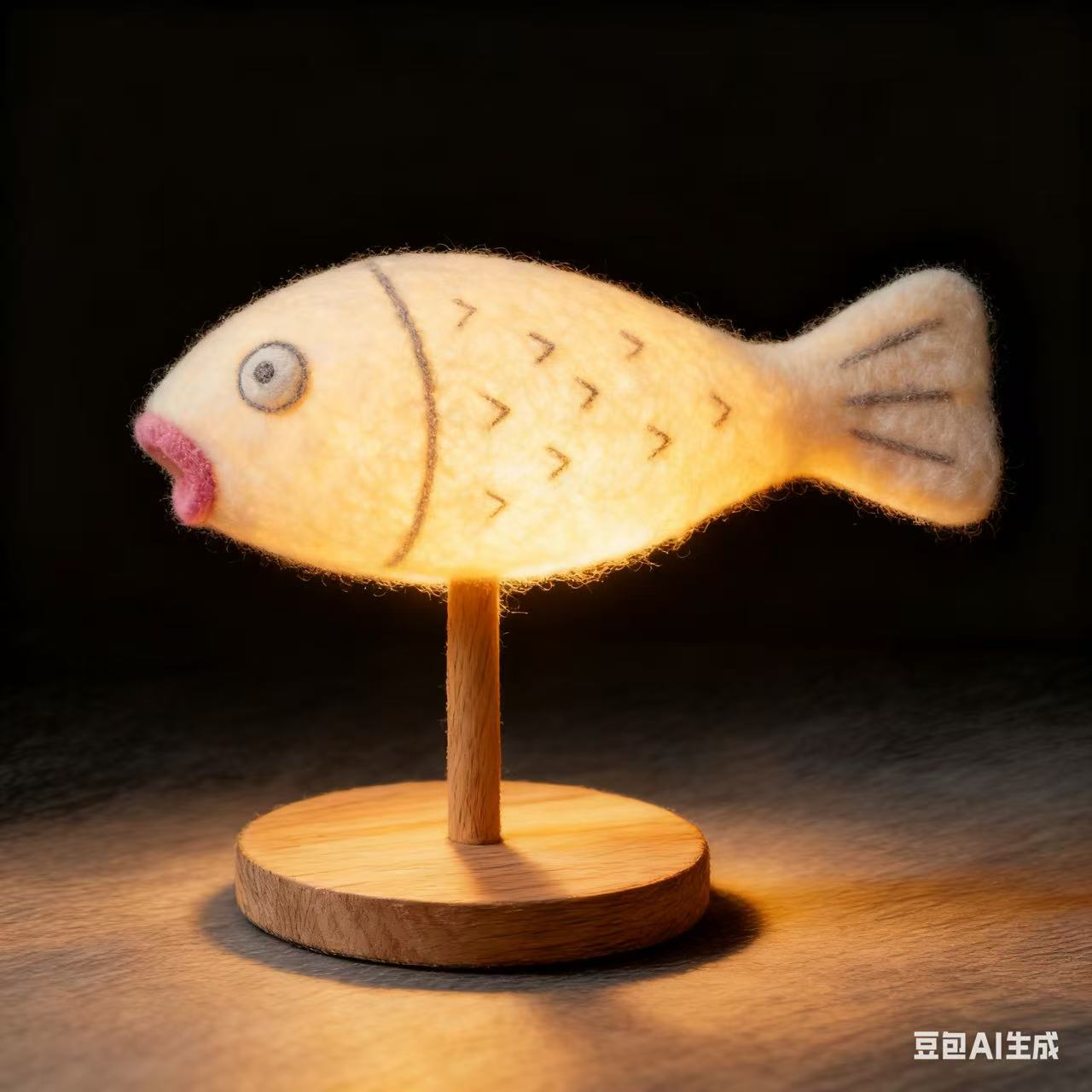 Bean bag，fish，AI generation，Wool Poke，lamp，Desk lamp，Childlike interest，Interesting，