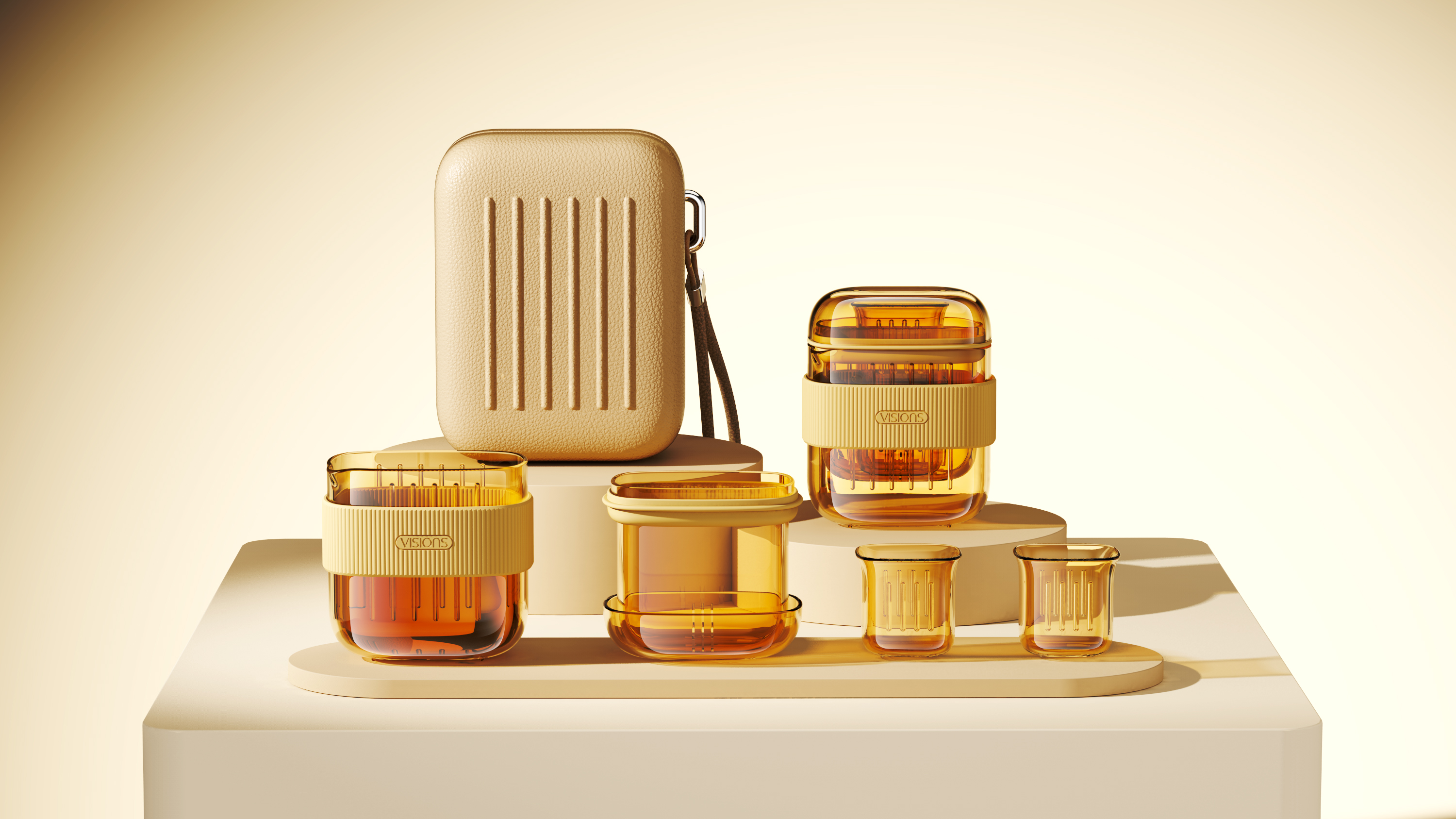 tea set，Portable tea set，flower receptacle，Glass tea set，High borosilicate glass，Outdoor Tea Set，Amber Primary，