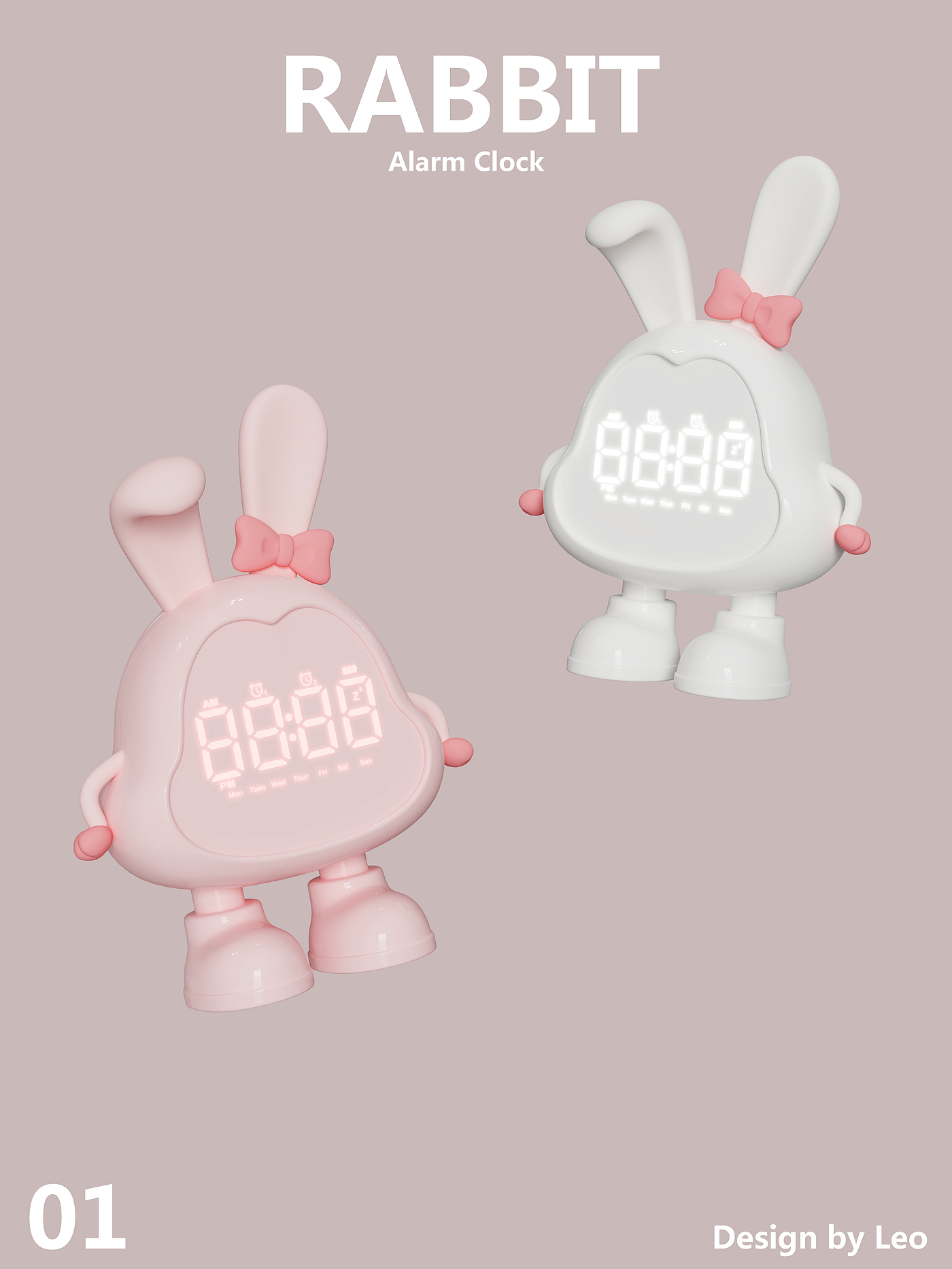 Alarm clock design，Lovely wind，Cartoon modeling，