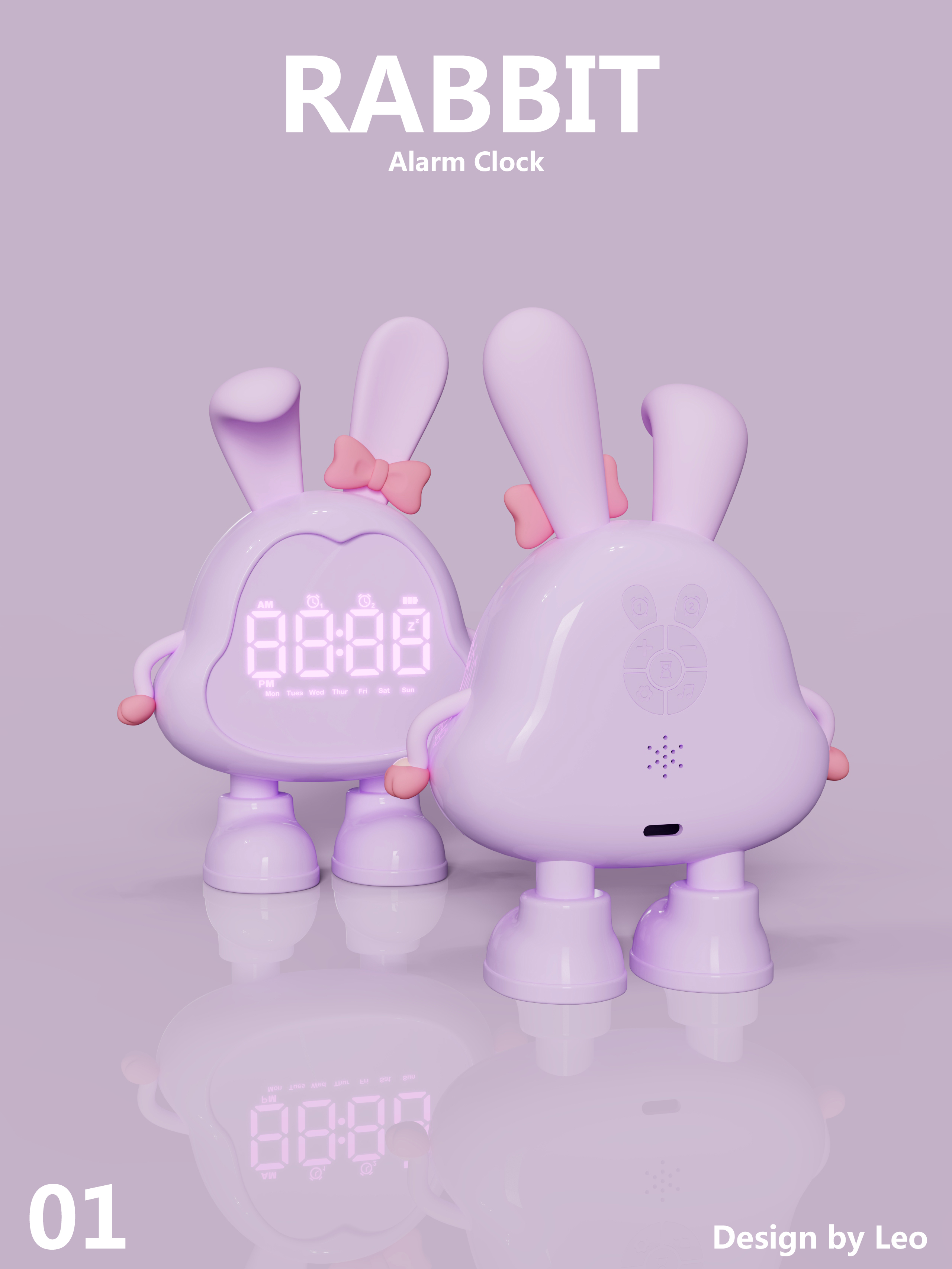 Alarm clock design，Lovely wind，Cartoon modeling，Rabbit modeling，
