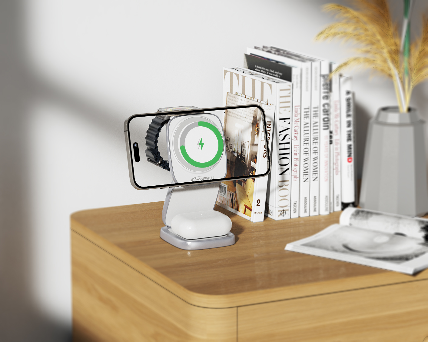 Wireless charging，Charger，Three in one，Portable，