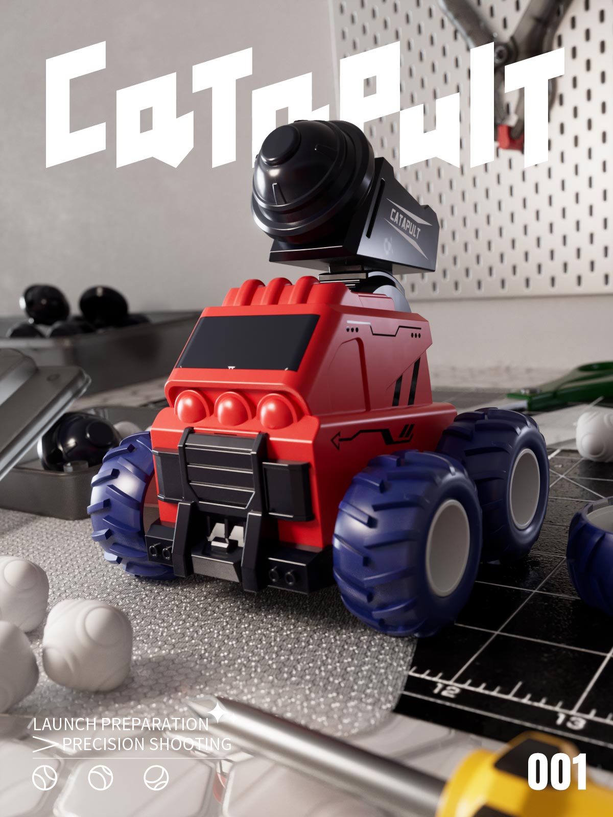 Toy design，Engineering vehicle，E-commerce diagram，Artillery Car Military，The stone car，Structural design，Souptoys，Children's car，