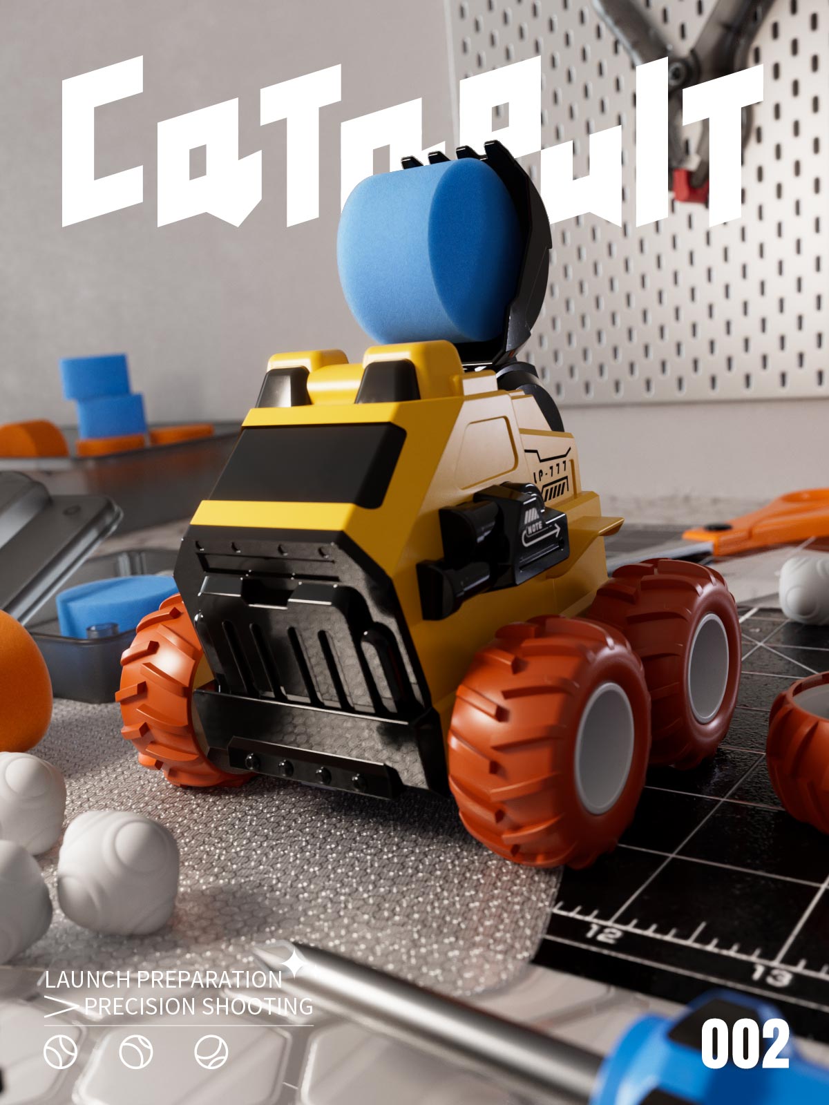 Toy design，Engineering vehicle，E-commerce diagram，Artillery Car Military，The stone car，Structural design，Souptoys，Children's car，