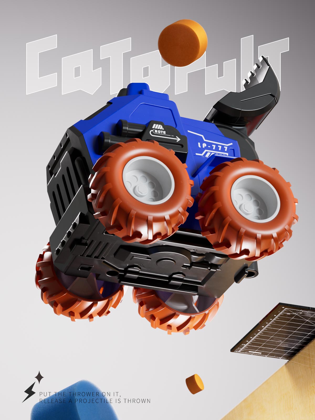 Toy design，Engineering vehicle，E-commerce diagram，Artillery Car Military，The stone car，Structural design，Souptoys，Children's car，