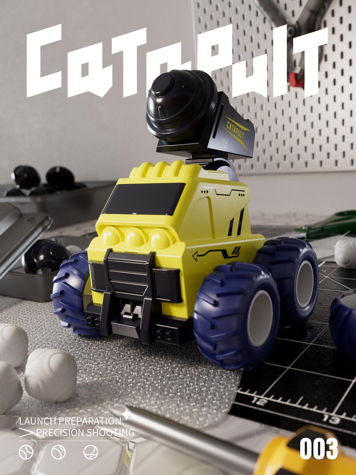 Toy design，Engineering vehicle，E-commerce diagram，Artillery Car Military，The stone car，Structural design，Souptoys，Children's car，