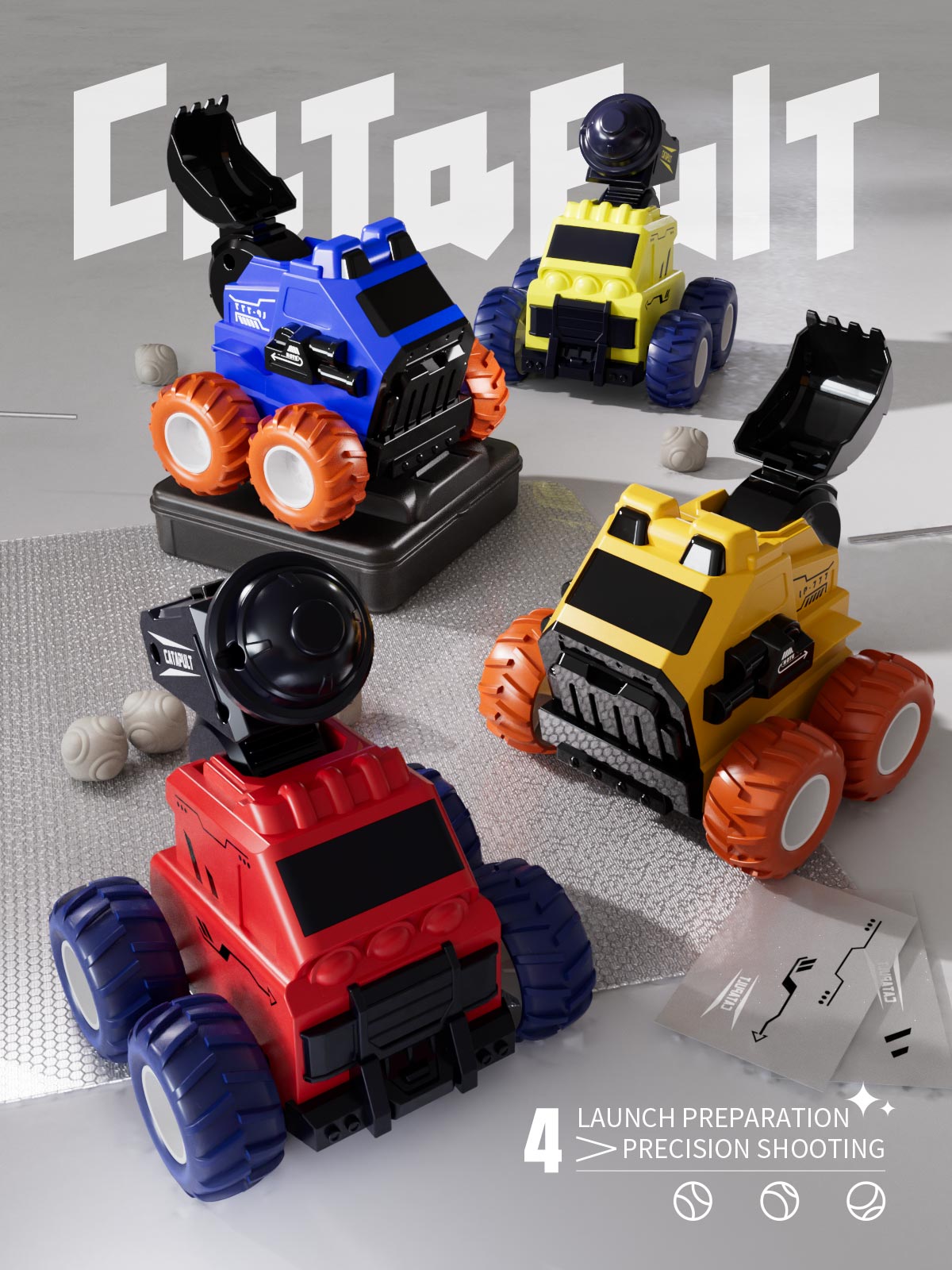 Toy design，Engineering vehicle，E-commerce diagram，Artillery Car Military，The stone car，Structural design，Souptoys，Children's car，