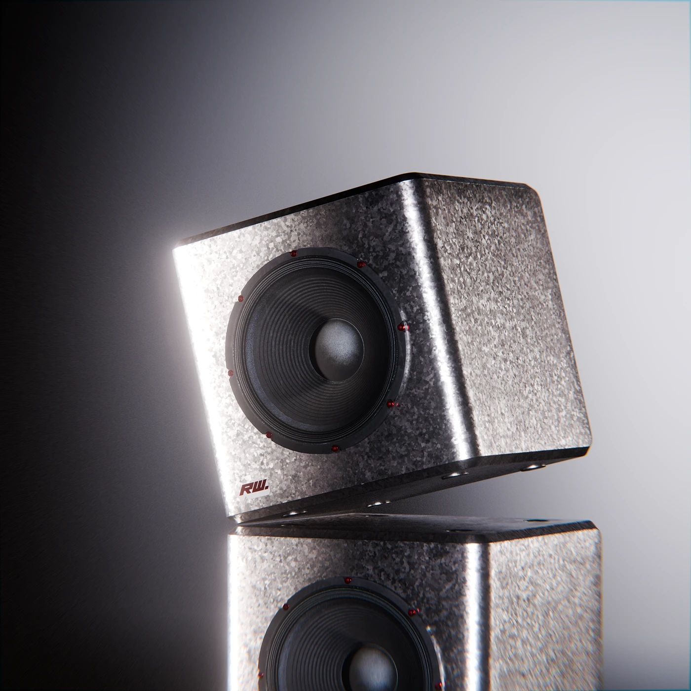 loudspeaker box，Cube，cgi，Simple design，
