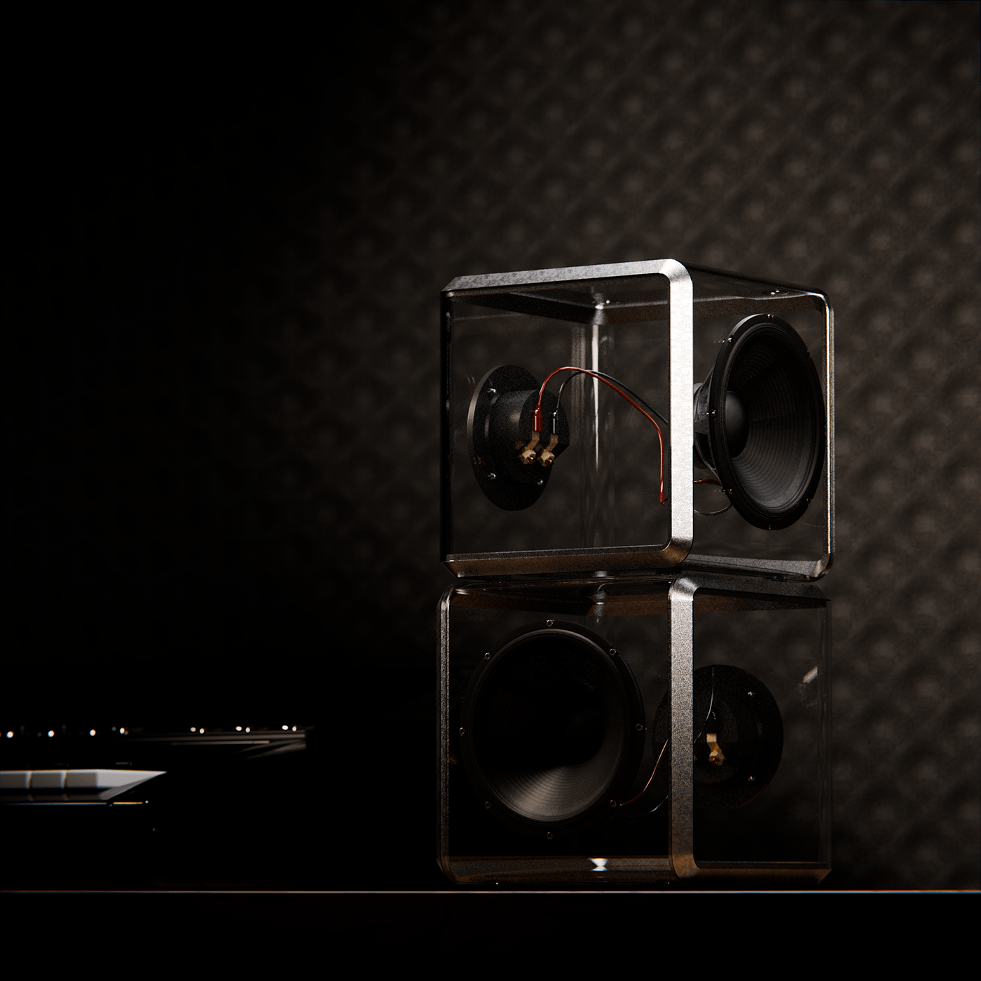 loudspeaker box，Cube，cgi，Simple design，